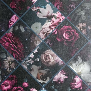 Arthouse Floral Collage Plum & Teal Wallpaper 10.05m x 53cm