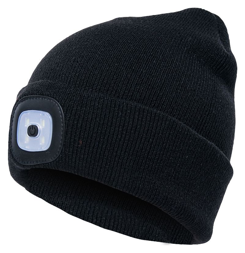 Trademate Black Beanie Hat with LED White Light USB Rechargable