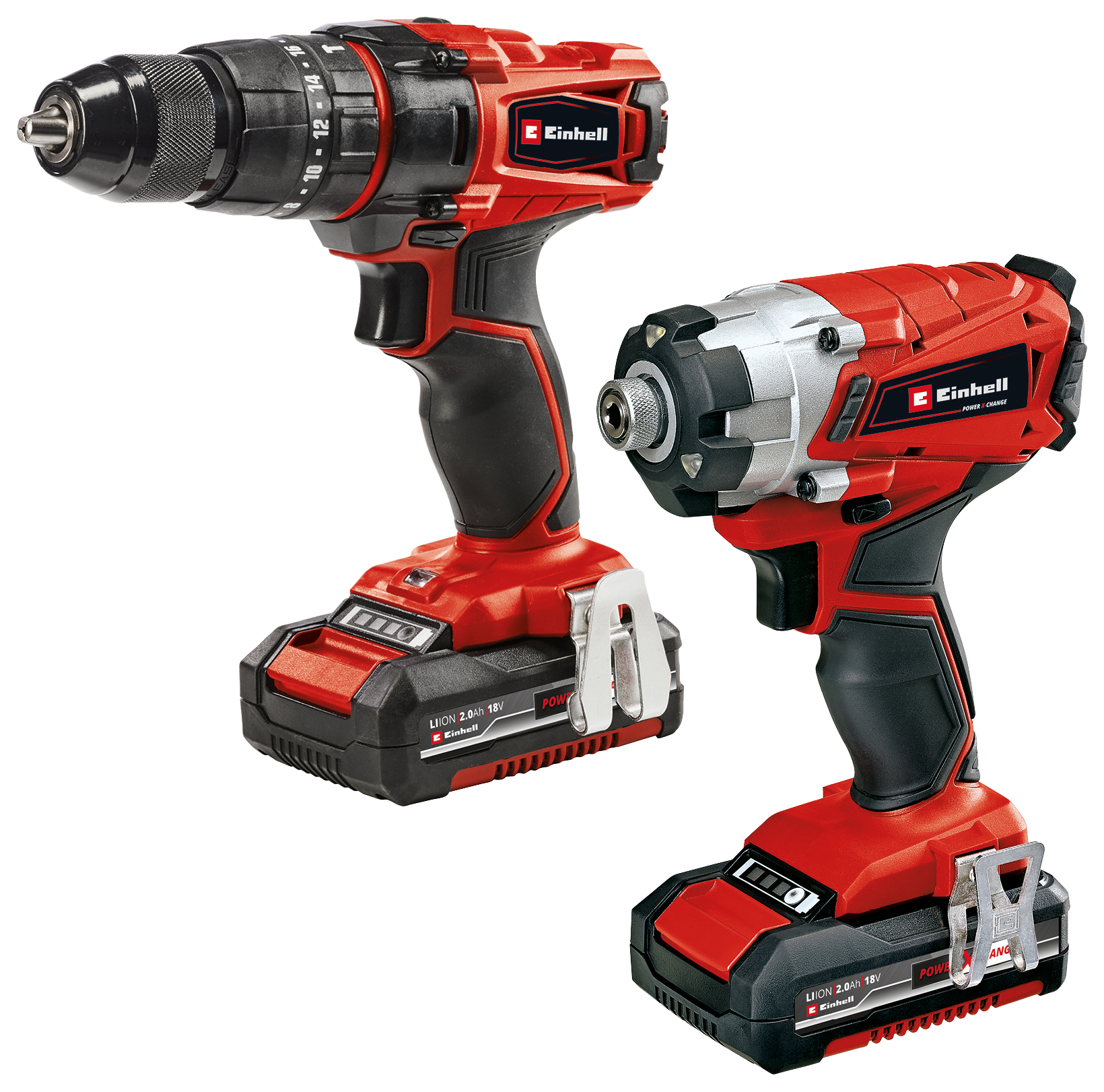 Image of Einhell Power X-Change 18V Cordless 2 x 2.0Ah Combi Drill & Impact Driver Twin Kit