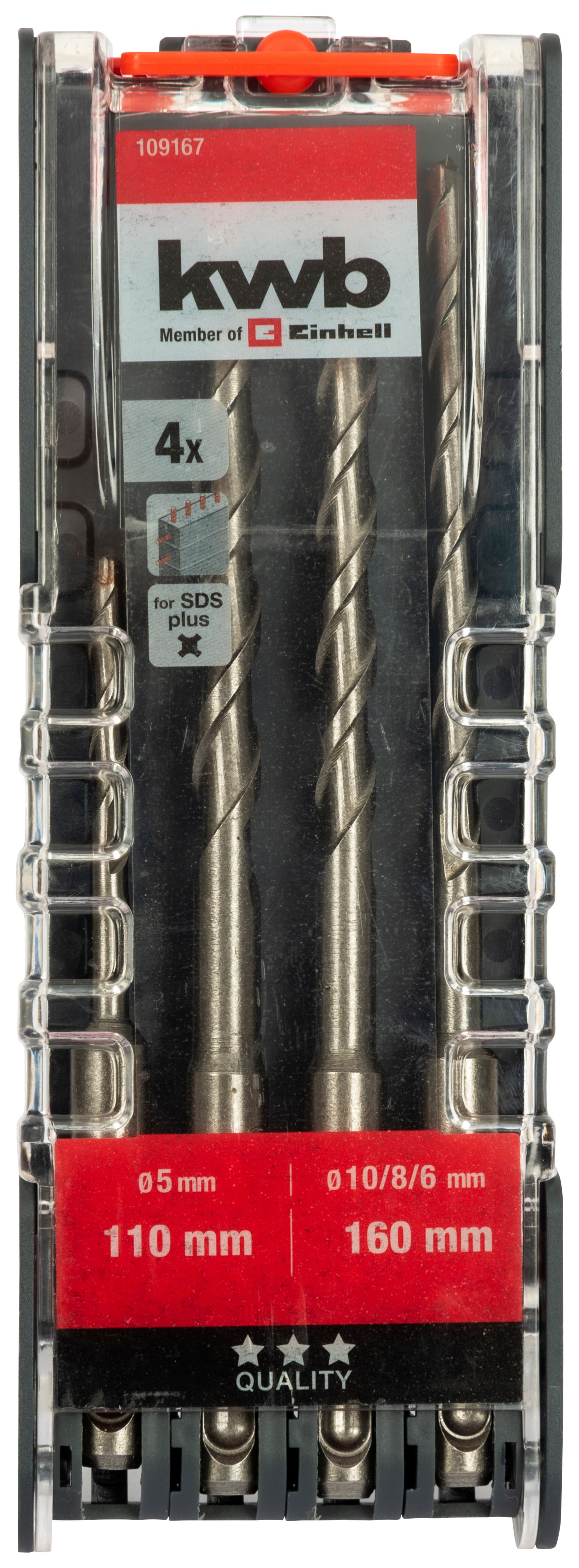 Image of Einhell Kwb SDS Plus Shank Hammer Drill Bit Set - 4 Pack