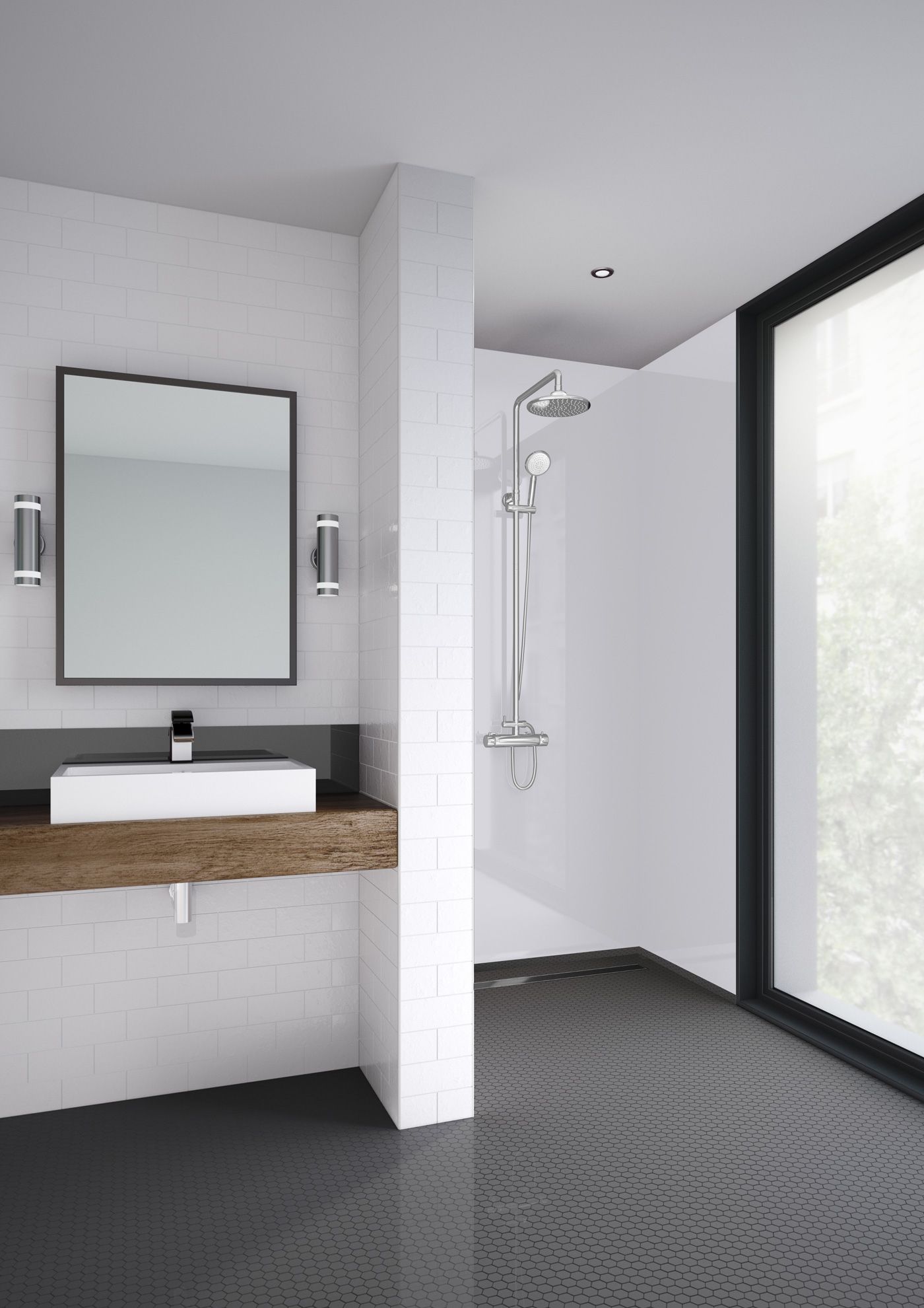 Mermaid Heather Gloss Acrylic 3 Sided Shower Panel Kit - 1200 x 900mm