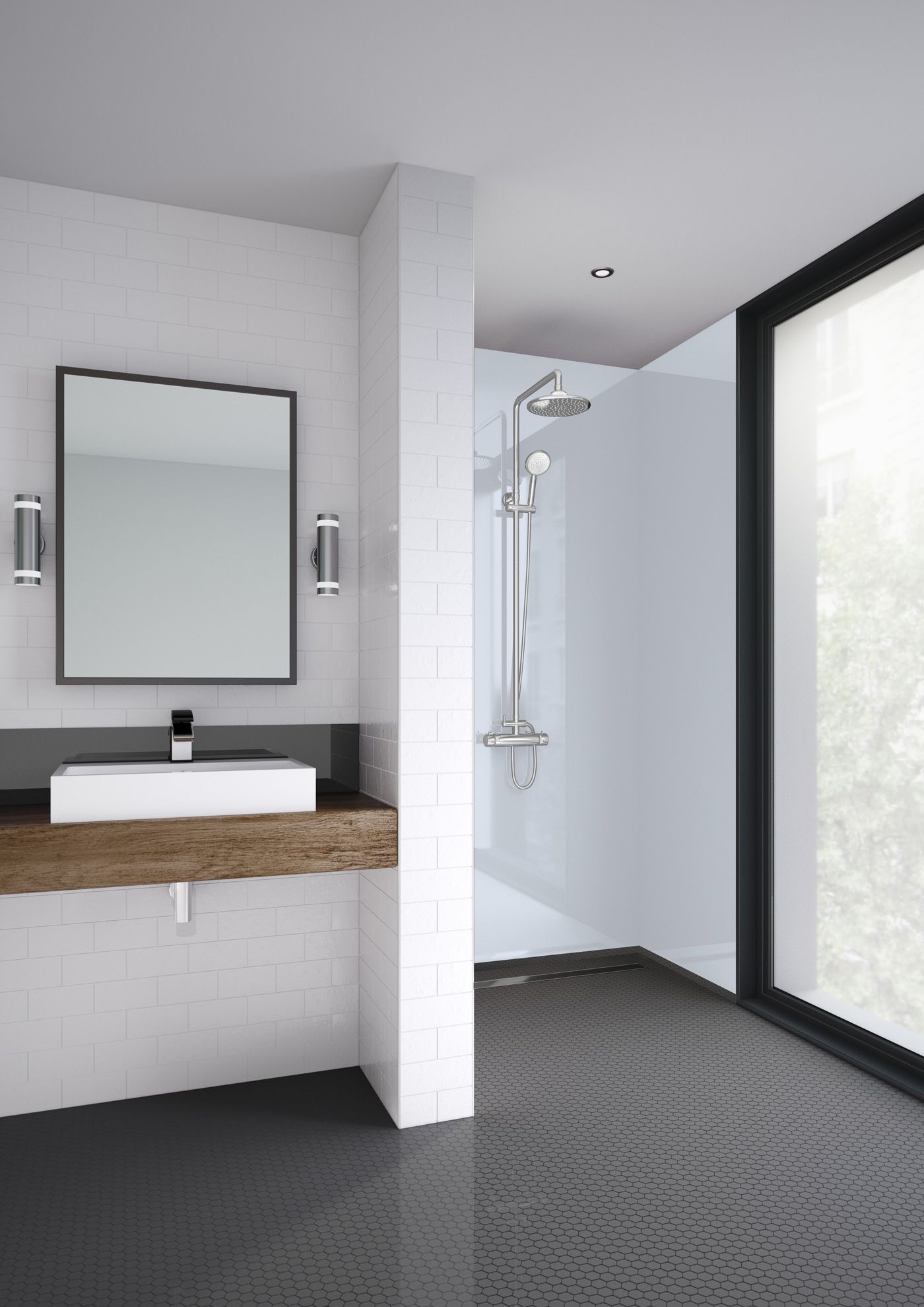 Image of Mermaid Lilac Gloss Acrylic 2 Sided Shower Panel Kit - 1700 x 900mm