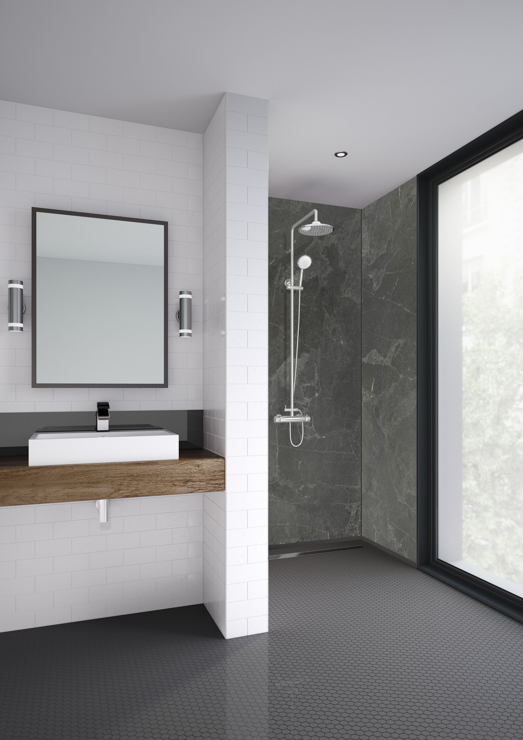 Mermaid Snowdonia Laminate 3 Sided Shower Panel Kit - 900 x 900mm