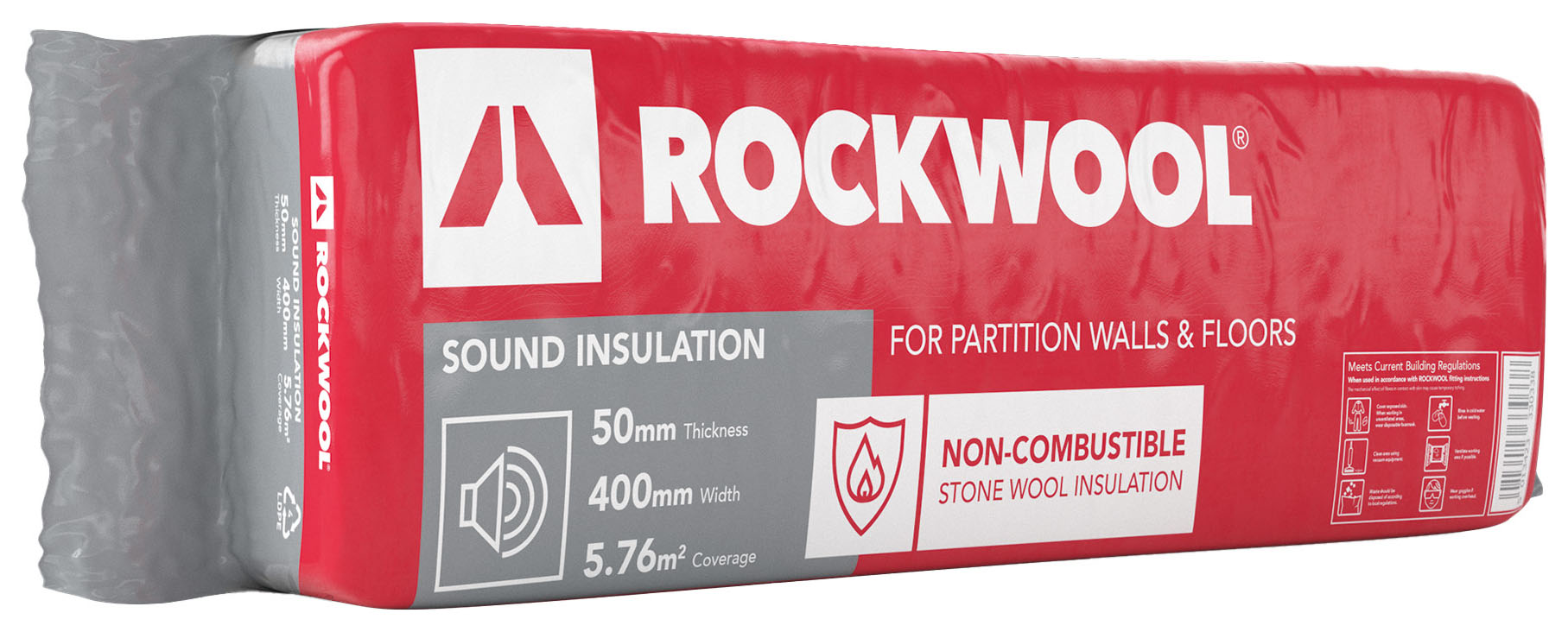 Image of Rockwool Sound Insulation Slab - 50 x 400 x 1200mm