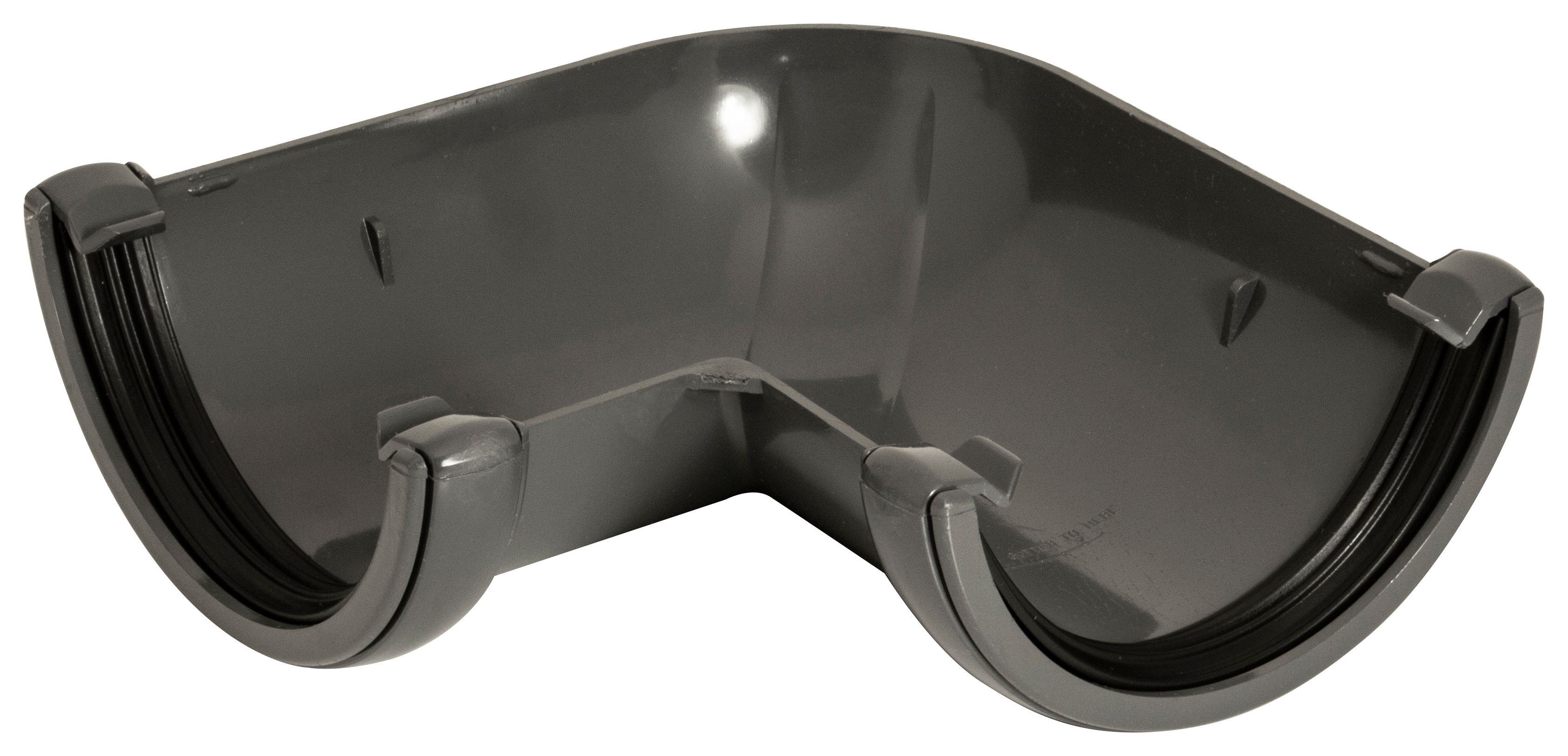 Image of FloPlast 112mm Round Line Gutter 90° Angle - Anthracite Grey
