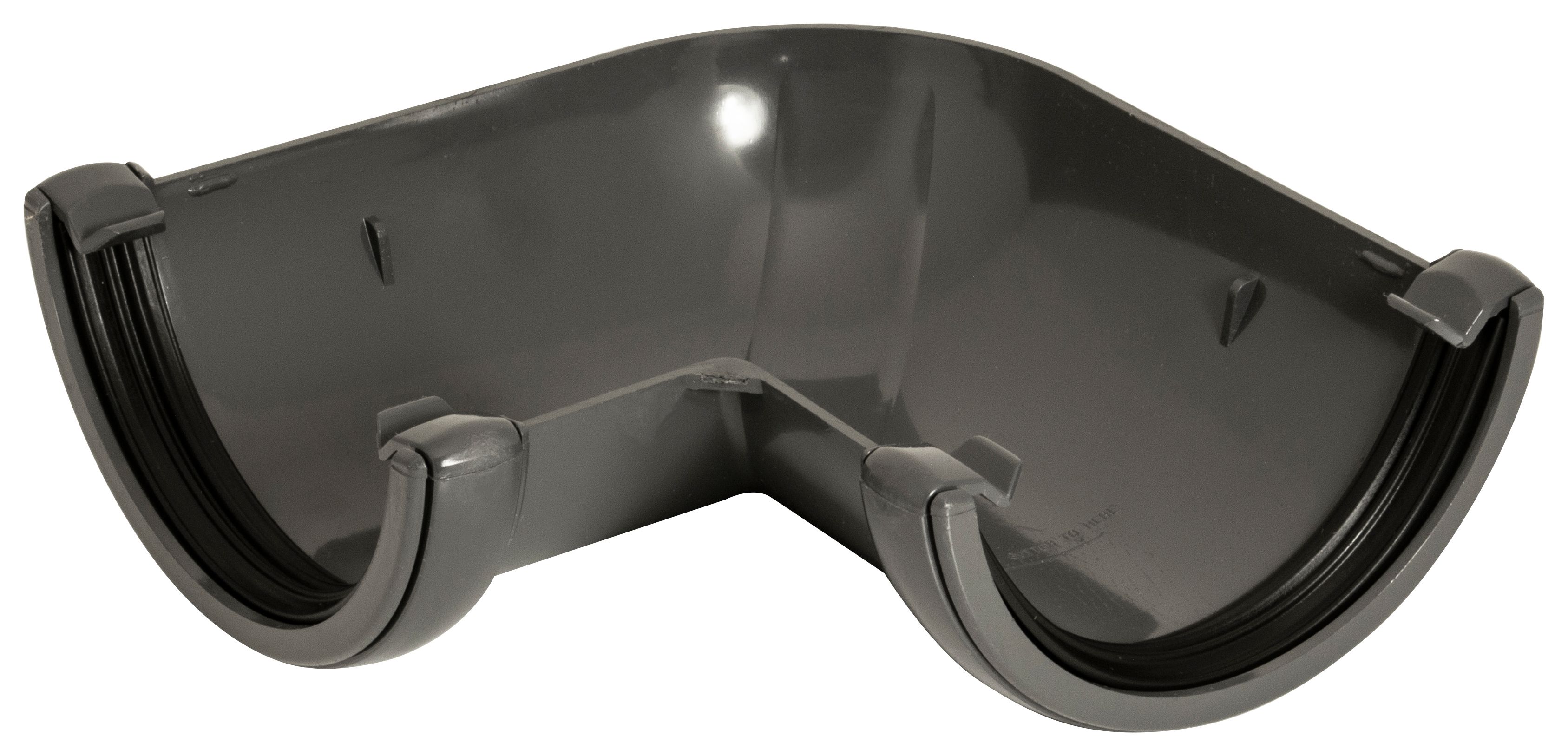 FloPlast 112mm Round Line Gutter 90° Angle - Anthracite Grey