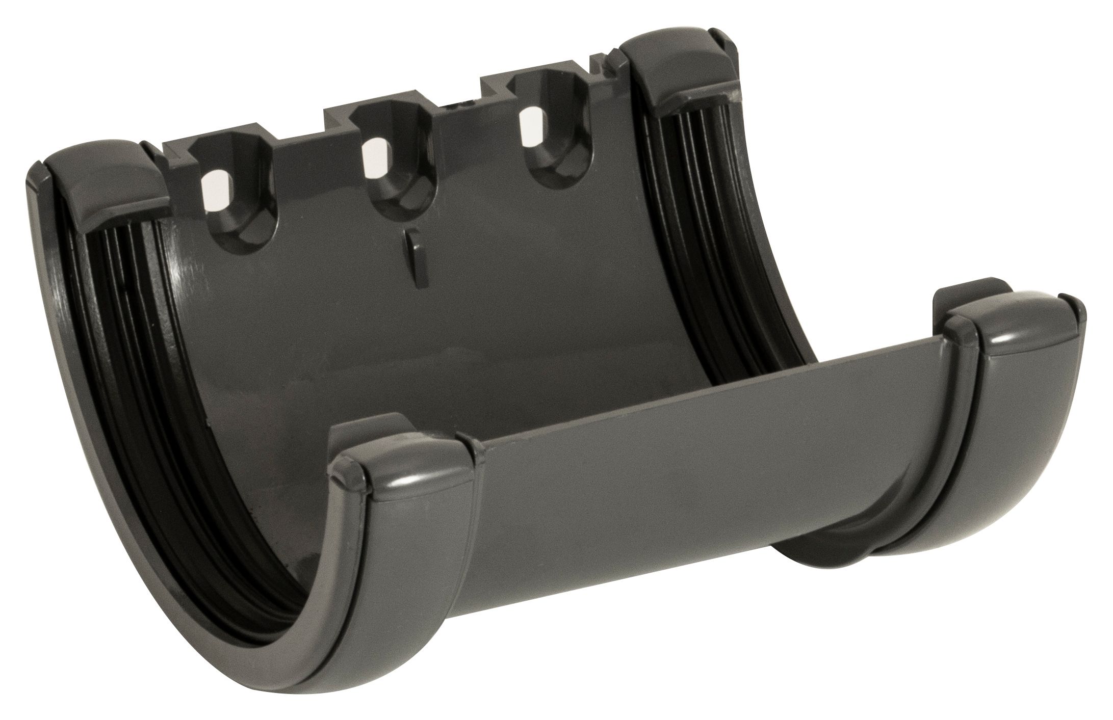 Image of FloPlast 112mm Round Line Gutter Union Bracket - Anthracite Grey