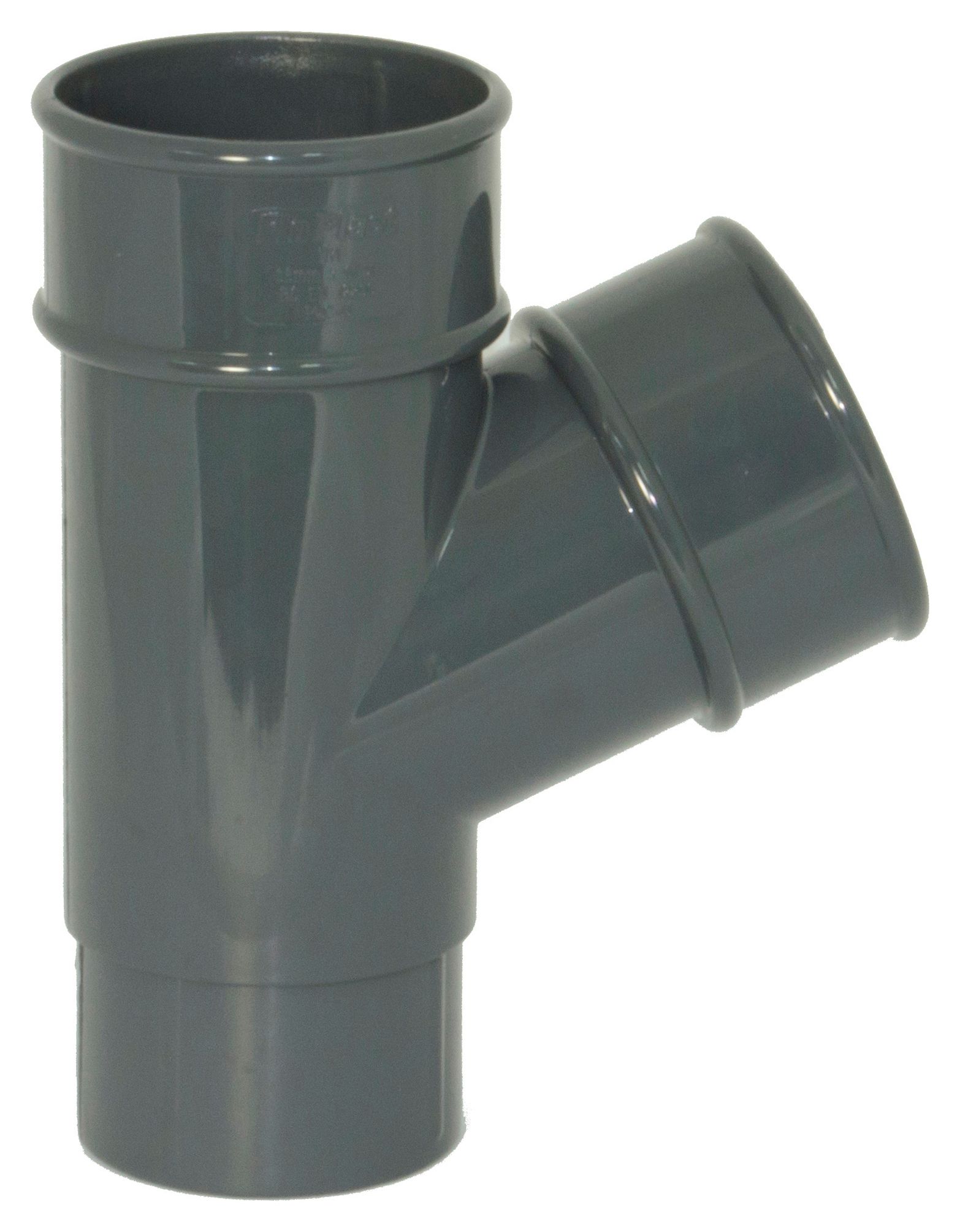 FloPlast 68mm Round Line Downpipe 67.5° Branch - Anthracite Grey