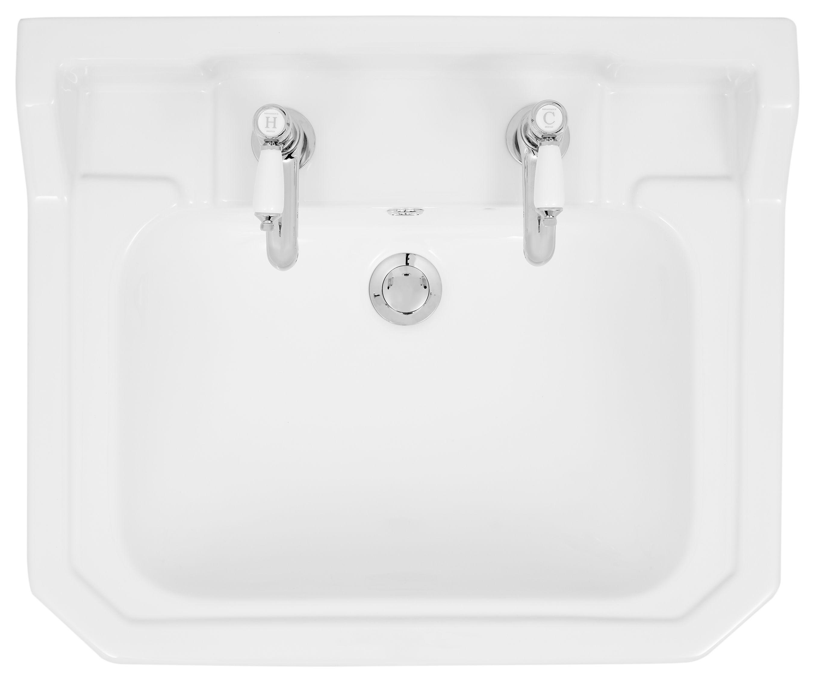 Image of Wickes Oxford Traditional 2 Tap Hole Semi Recessed Bathroom Basin - 550mm