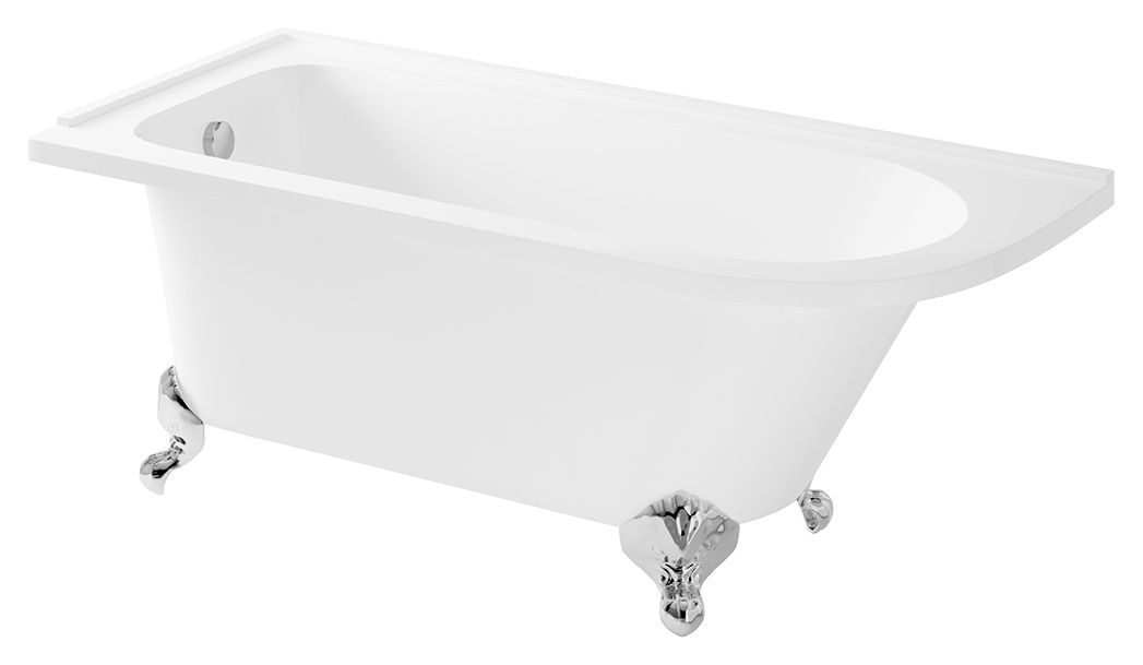 Image of Wickes Acrylic Traditional Left Hand Freestanding Roll Top Shower Bath - 1680 x 750mm