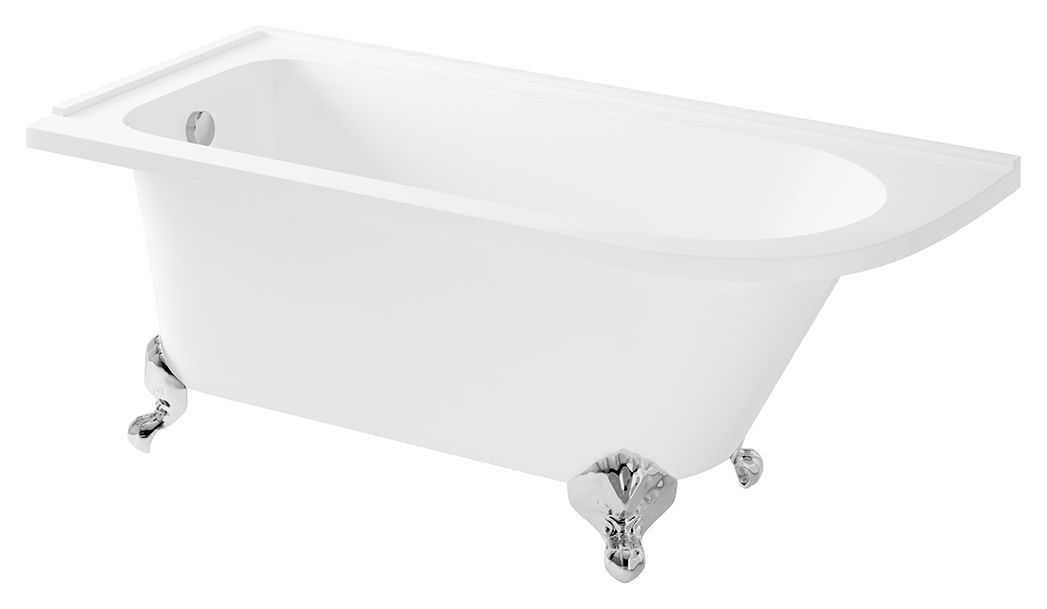 Wickes Acrylic Traditional Left Hand Freestanding Roll Top Shower Bath - 1680 x 750mm