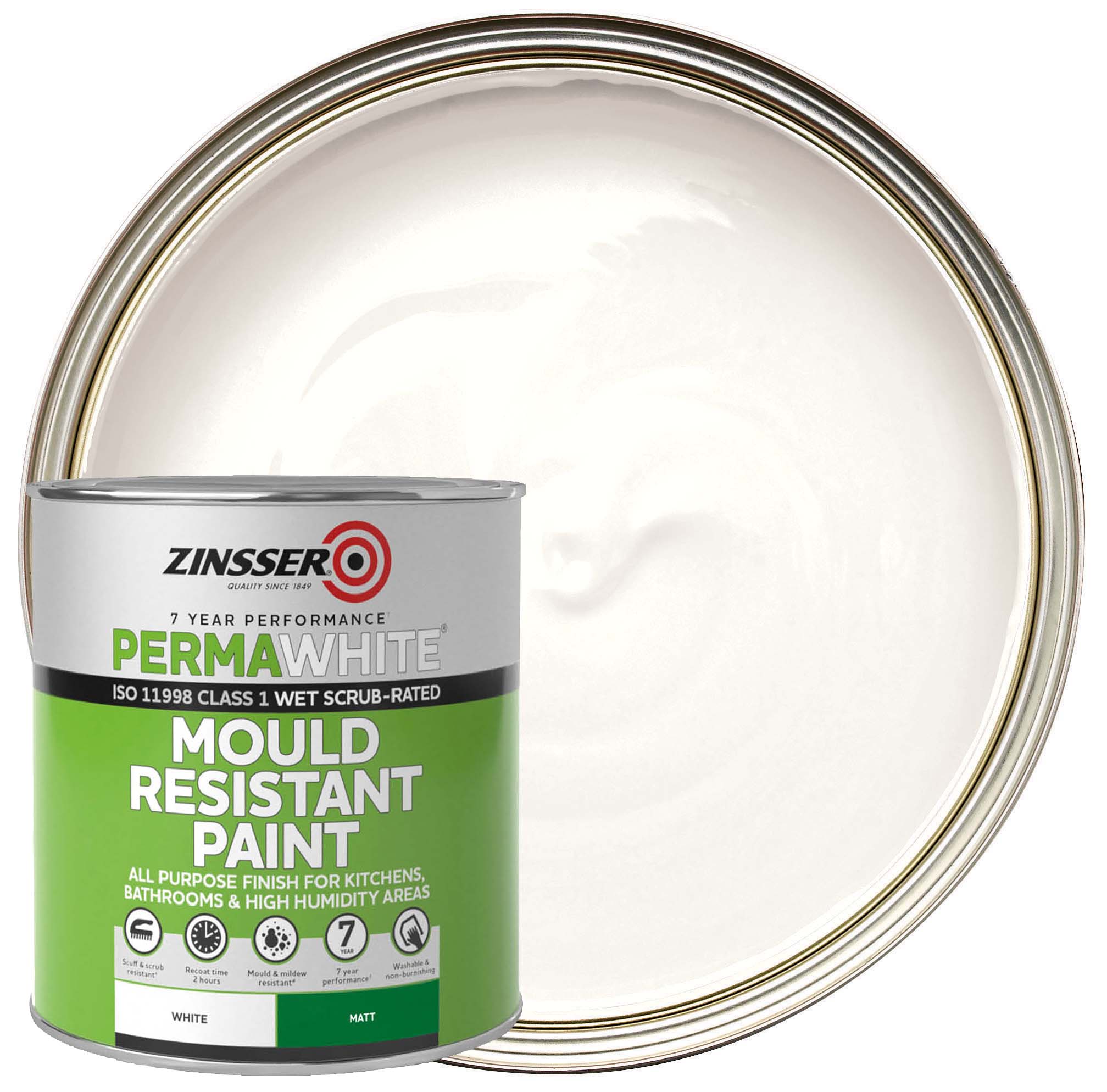 Zinsser Perma-White Matt Mould Paint - 1L