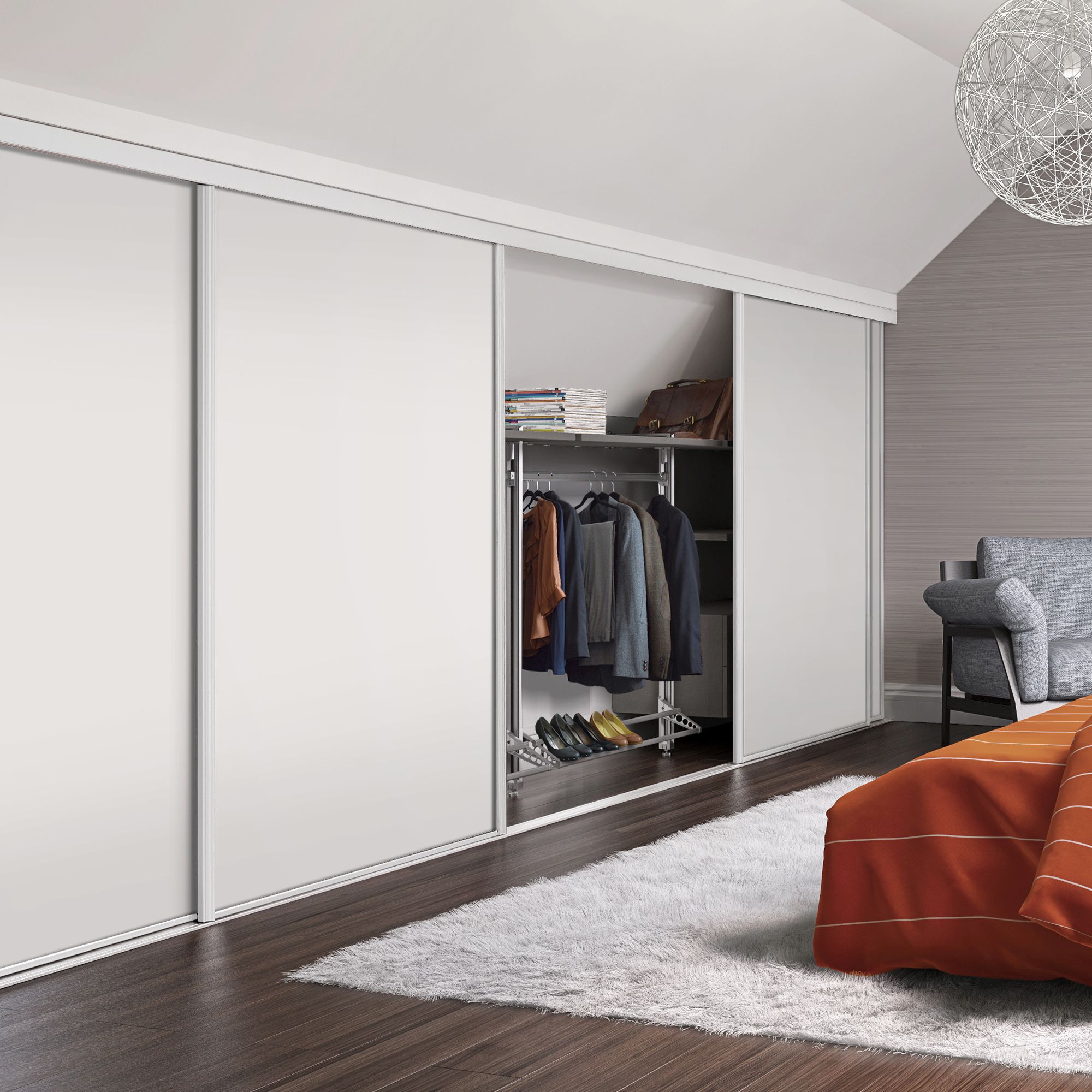 Image of Spacepro Heritage Loft Sliding Door White Frame White Panel 610mm