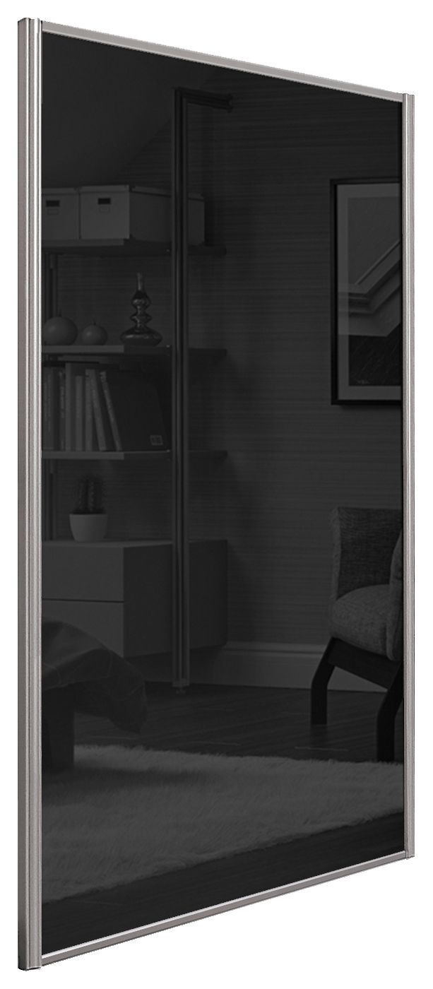 Image of Spacepro Heritage Loft Sliding Door Silver Frame Black Glass 610mm