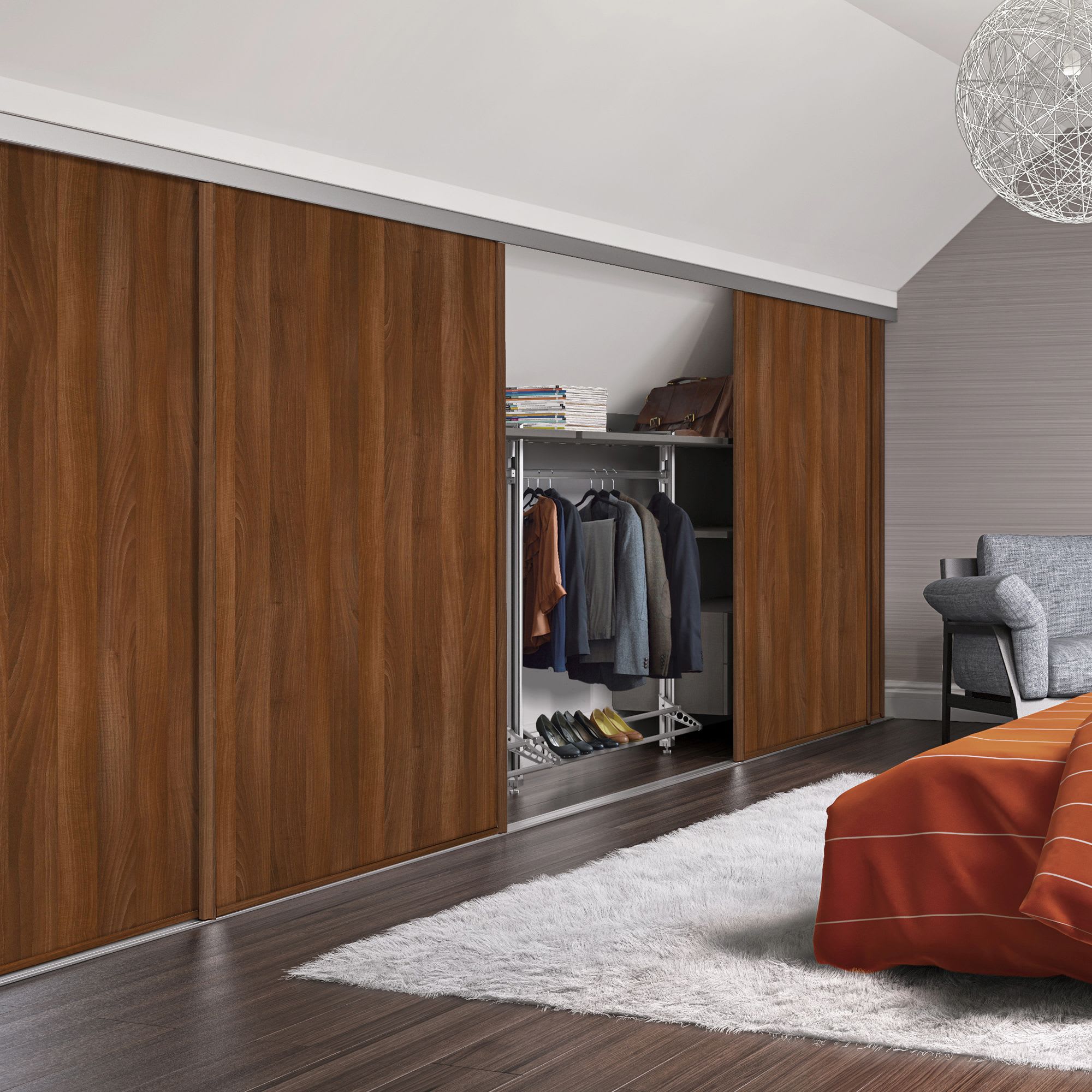 Offer Wickes Spacepro Heritage Loft Sliding Door Walnut