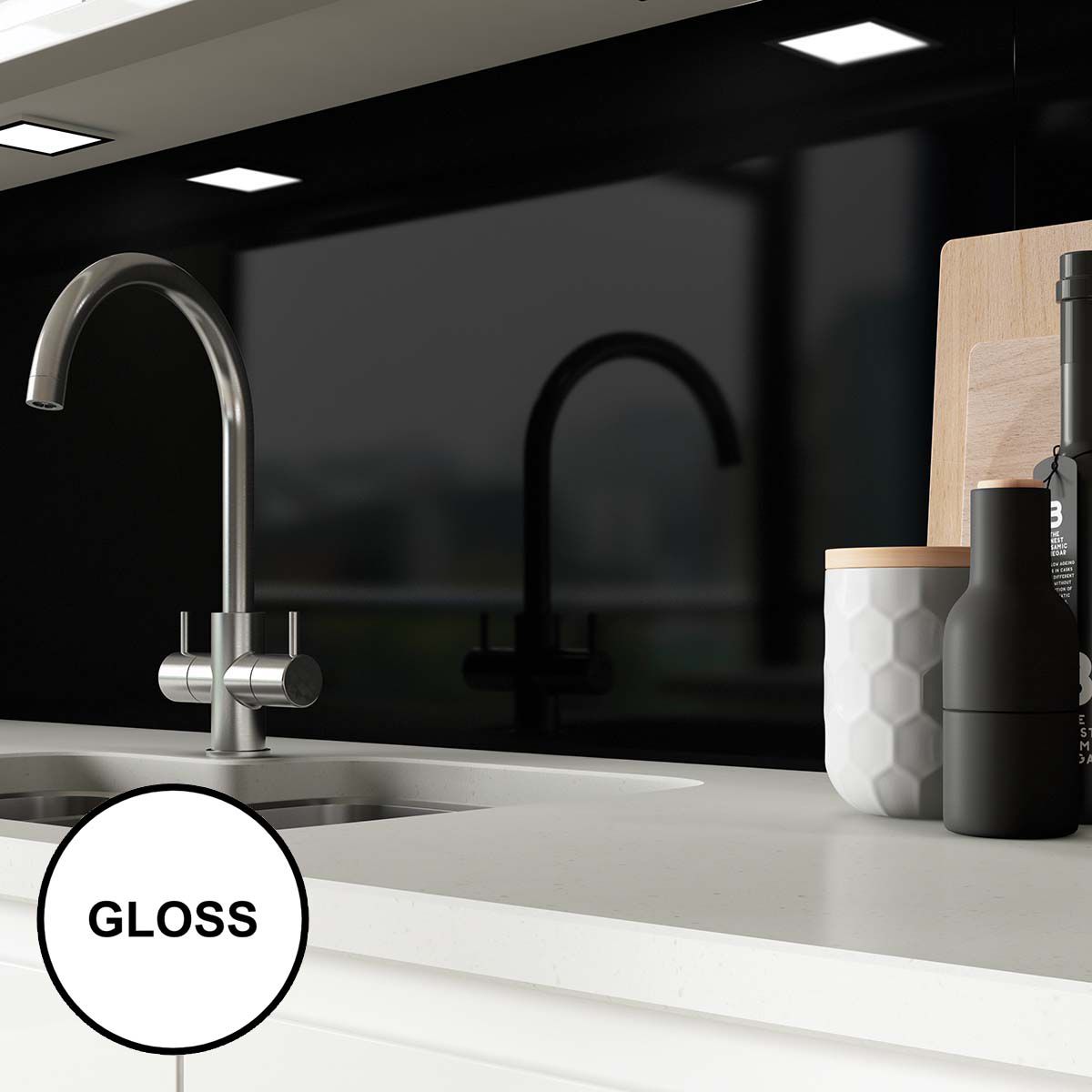 AluSplash Splashback Ebony 900 x 800mm - Gloss