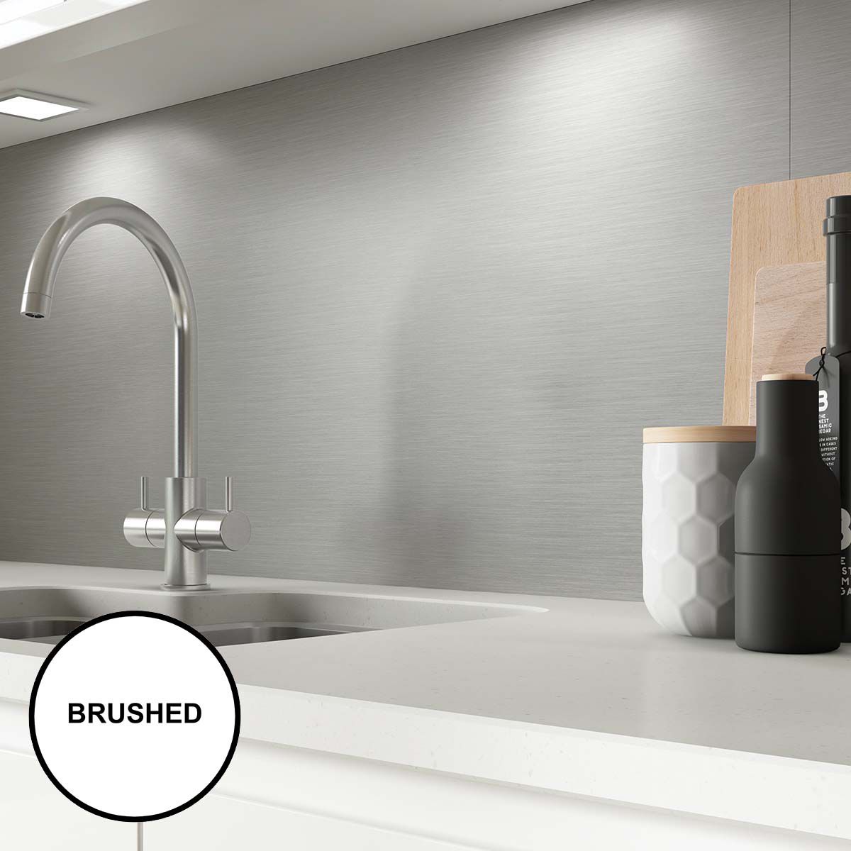 AluSplash Splashback Brushed Silver 900 x 800mm - Brushed