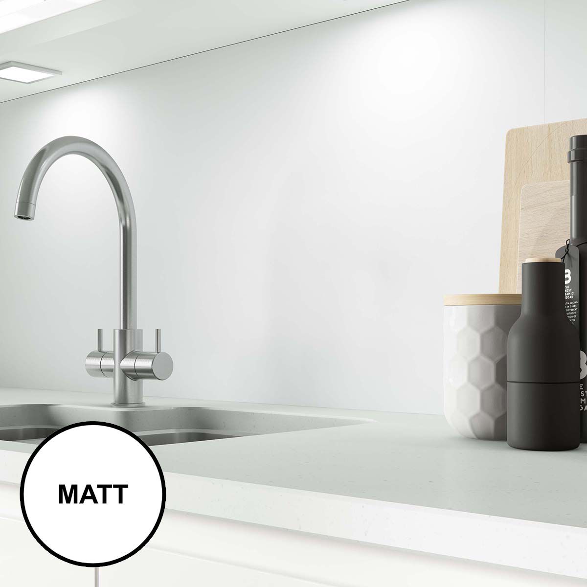 AluSplash Splashback Iceberg White 3050 x 610mm - Matt