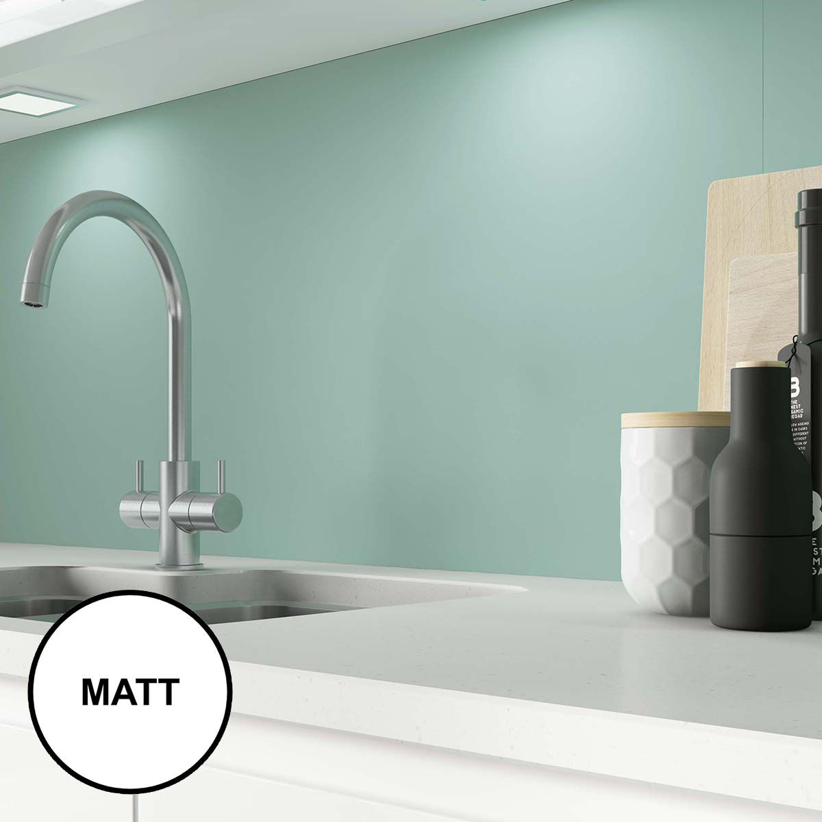 Image of AluSplash Splashback Green Mist 900 x 800mm - Matt