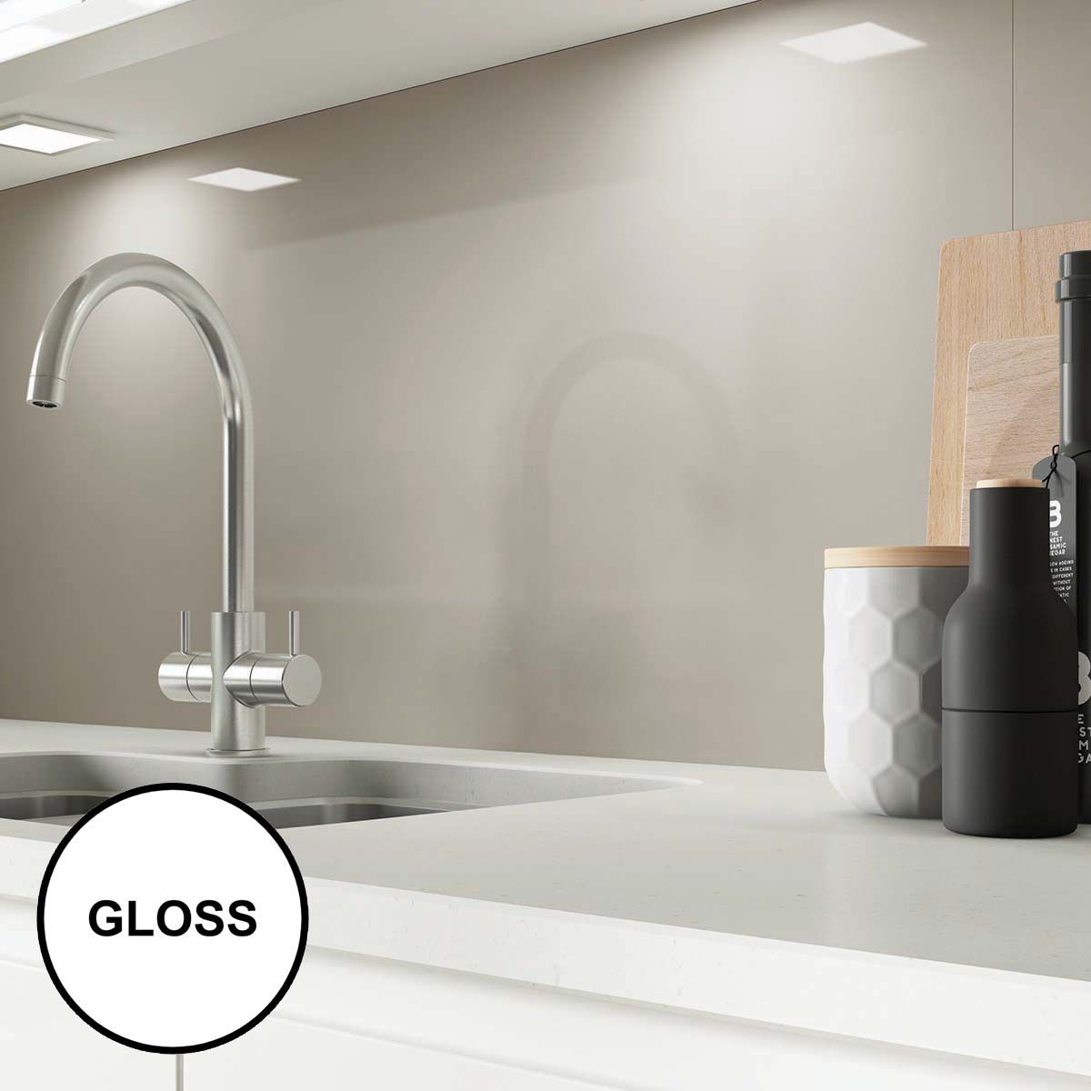 Image of AluSplash Splashback Warm Grey 3050 x 610mm - Gloss