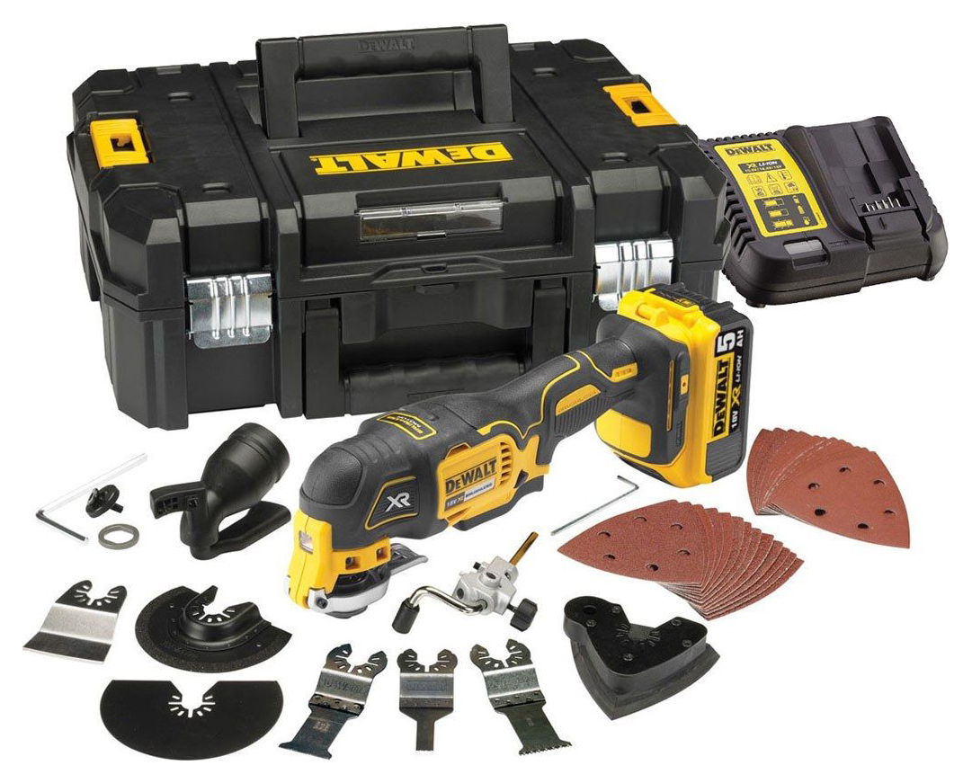 Dewalt Dcs355p1-gb 18v Xr Brushless Oscillating Multi Tool 1x5.0ah With Tstak Kitbox - 300w