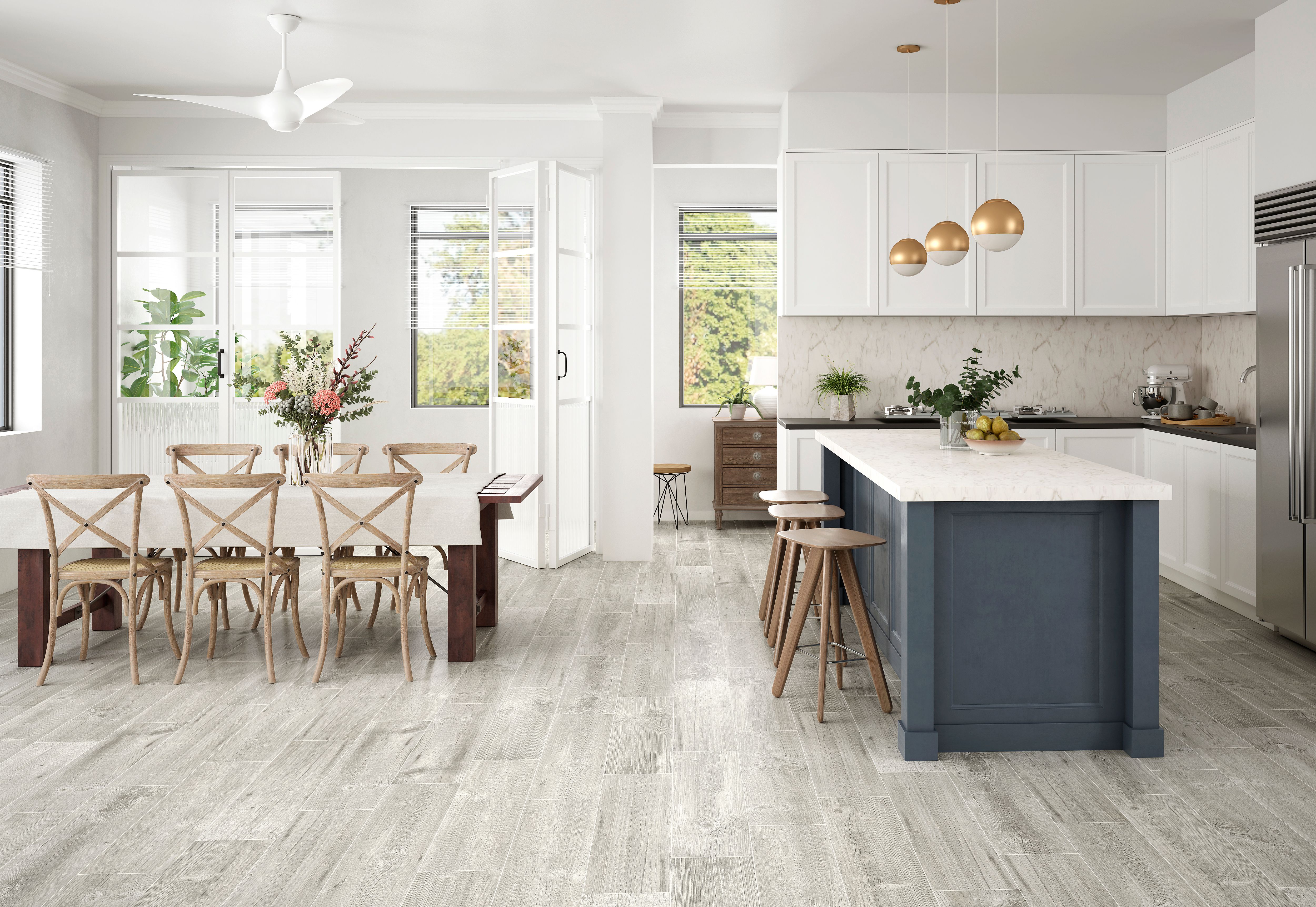 Image of Wickes Maine Grey Wood Effect Porcelain Wall & Floor Tile - 225 x 900mm