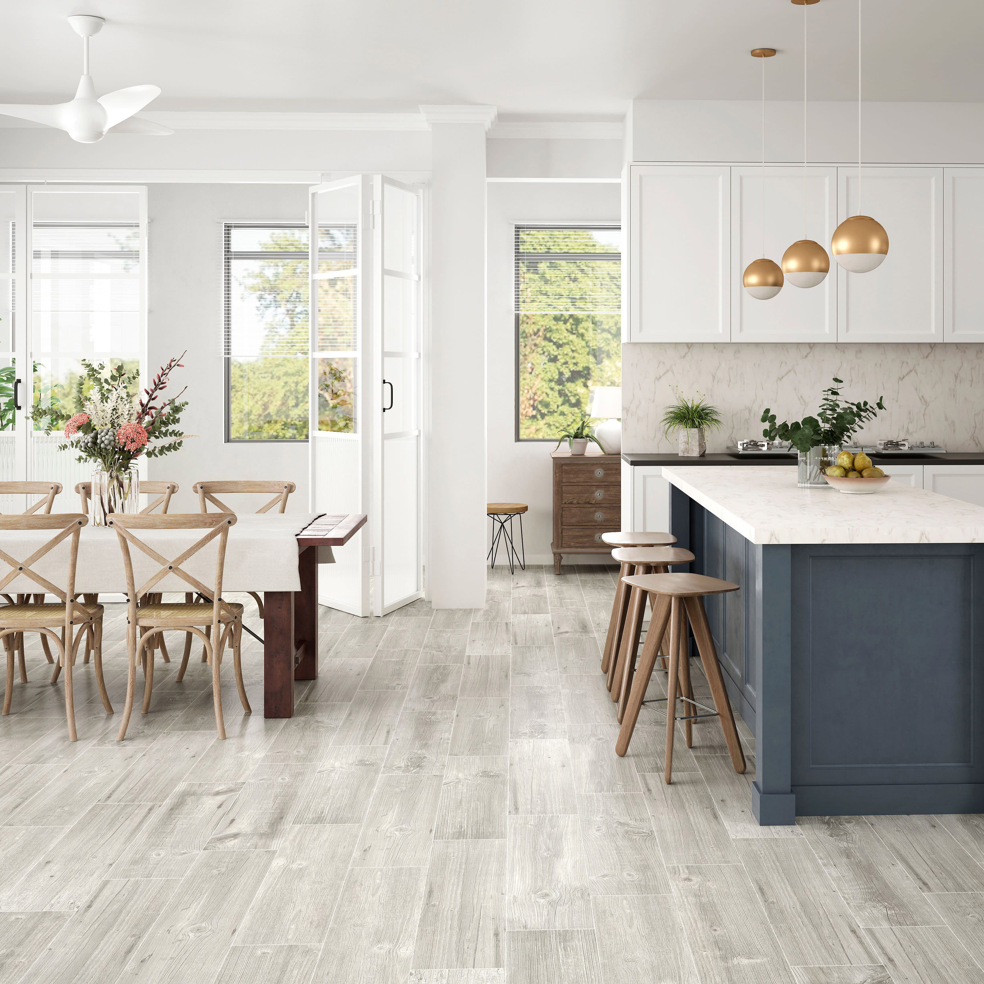 Grey wood tile deals floor