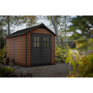 Keter Newton 7.5 x 11ft Double Door Outdoor Apex Garden Storage Shed - Brown