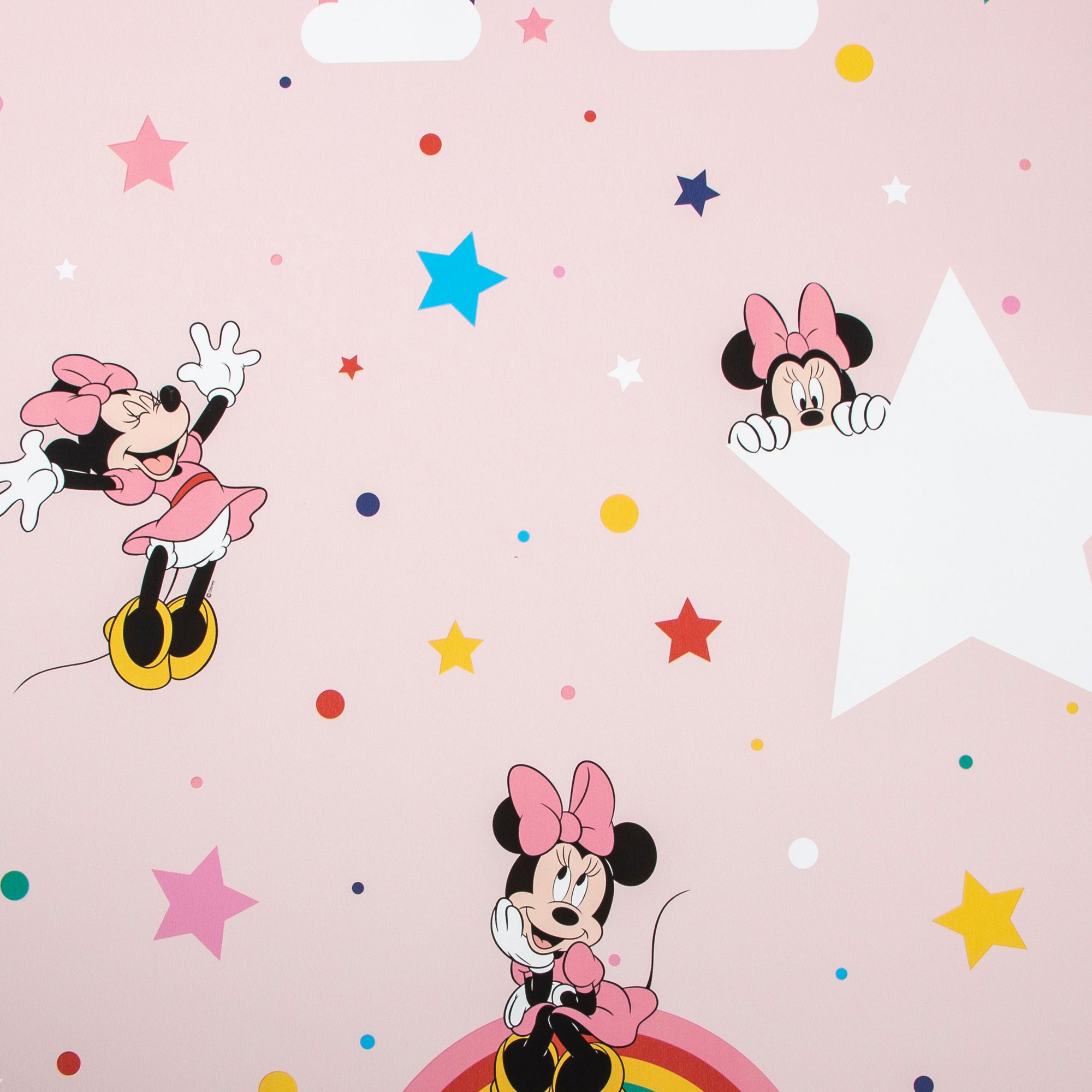 Image of Disney Rainbow Minnie Pink Wallpaper 10m