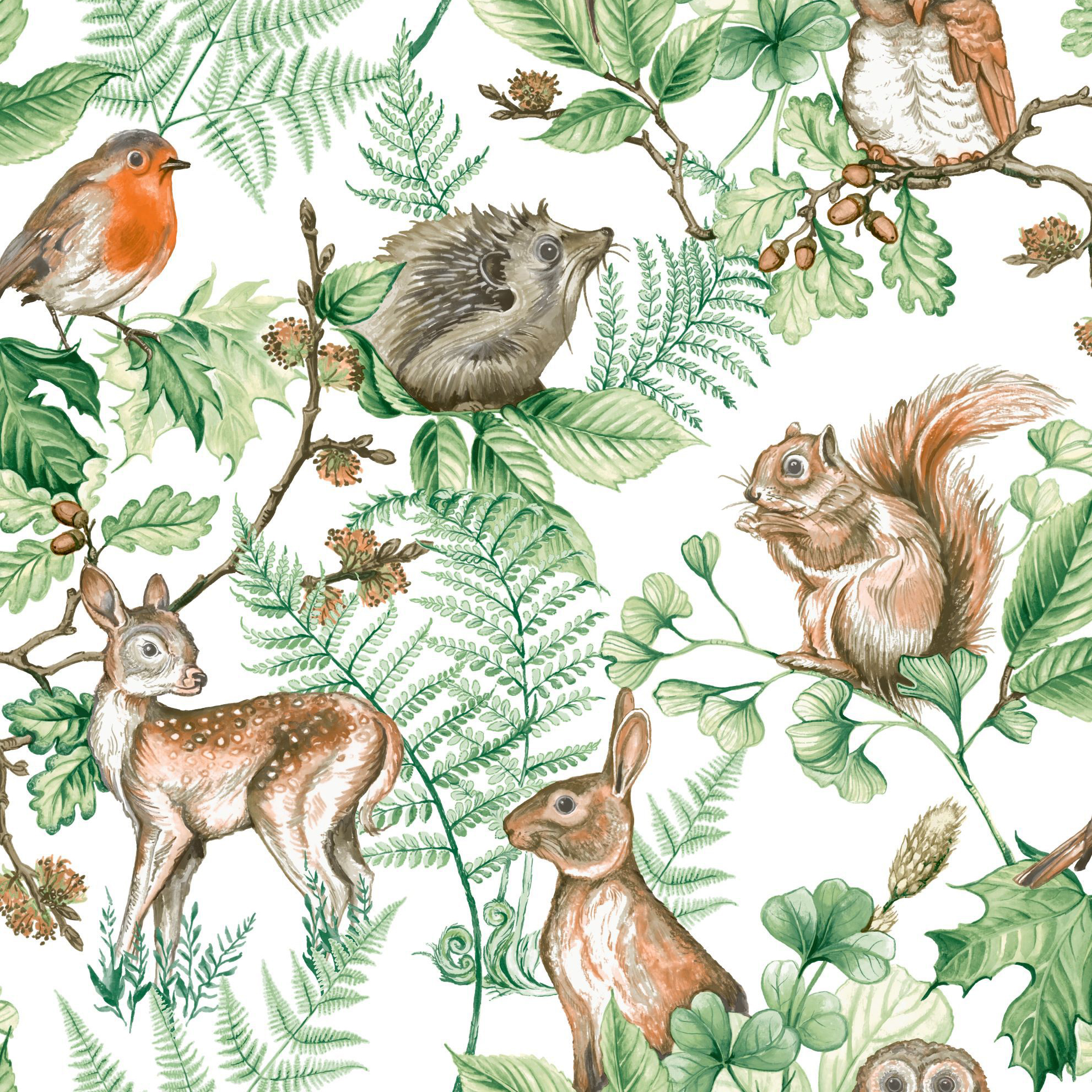 Image of Superfresco Easy Woodland Animals Natural Wallpaper - 10m