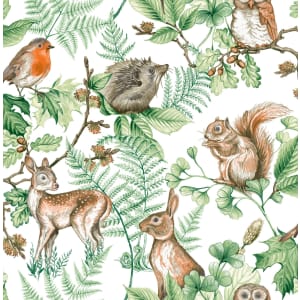 Image of Superfresco Easy Woodland Animals Natural Wallpaper - 10m