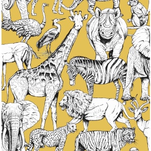 Superfresco Easy Jungle Animals Yellow Wallpaper 10m