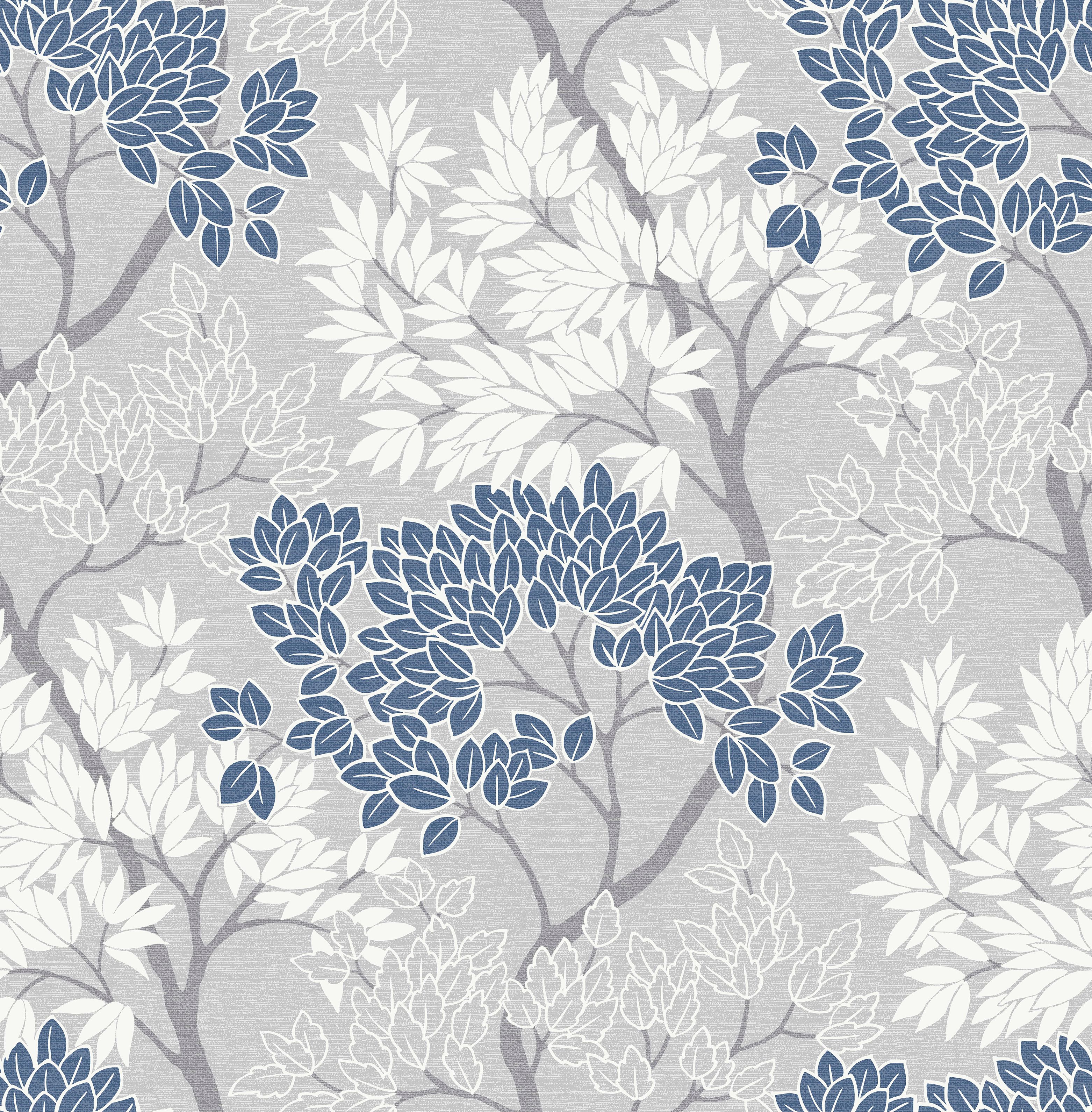 Image of Fresco Lykke Tree Navy Wallpaper 10m