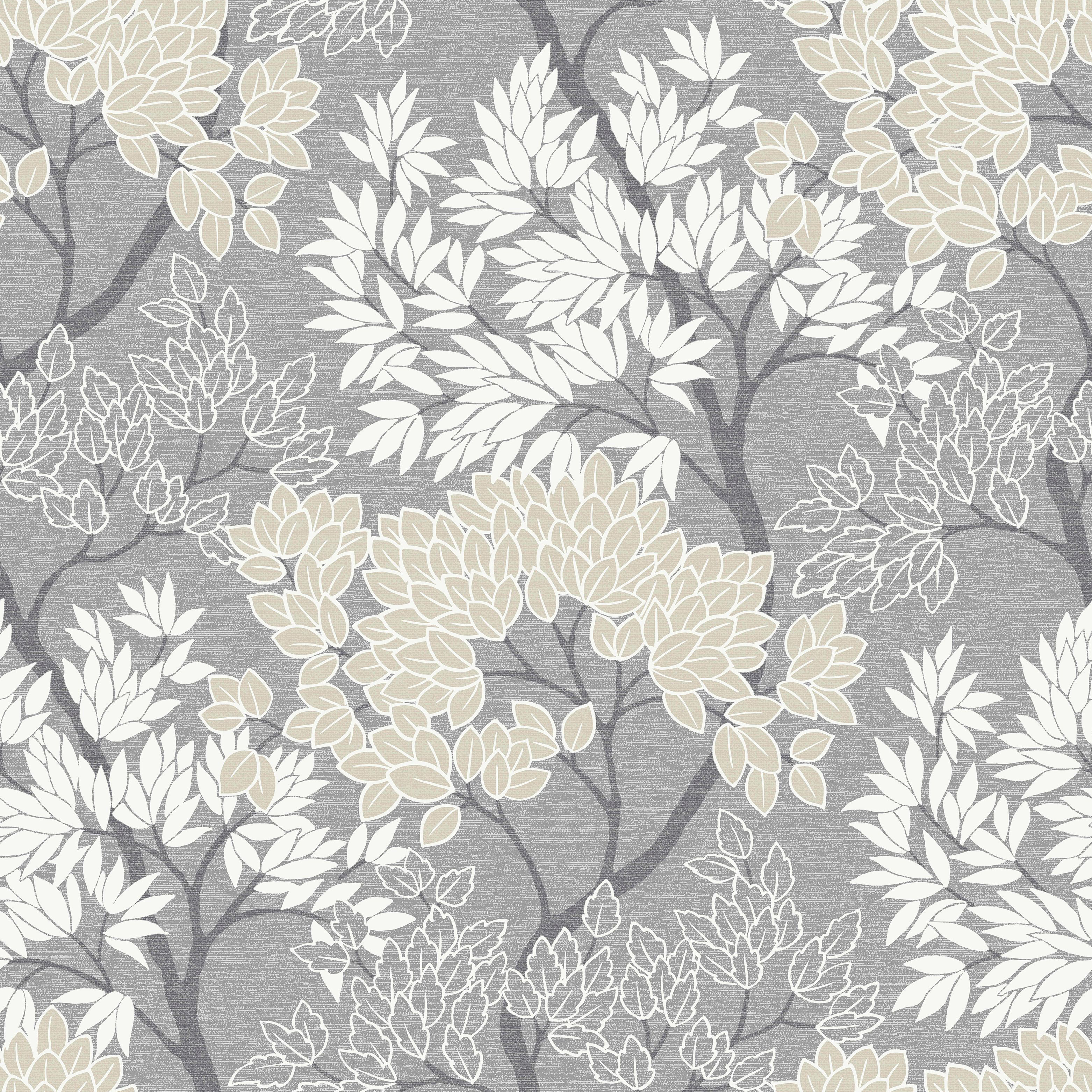 Tapestry Floral by Arthouse - Charcoal / Pink - Wallpaper