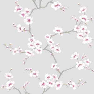 Fresco Apple Blossom Grey Wallpaper 10m