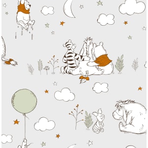 Disney Winnie the Pooh UP, Up and Away Grey Wallpaper 10m