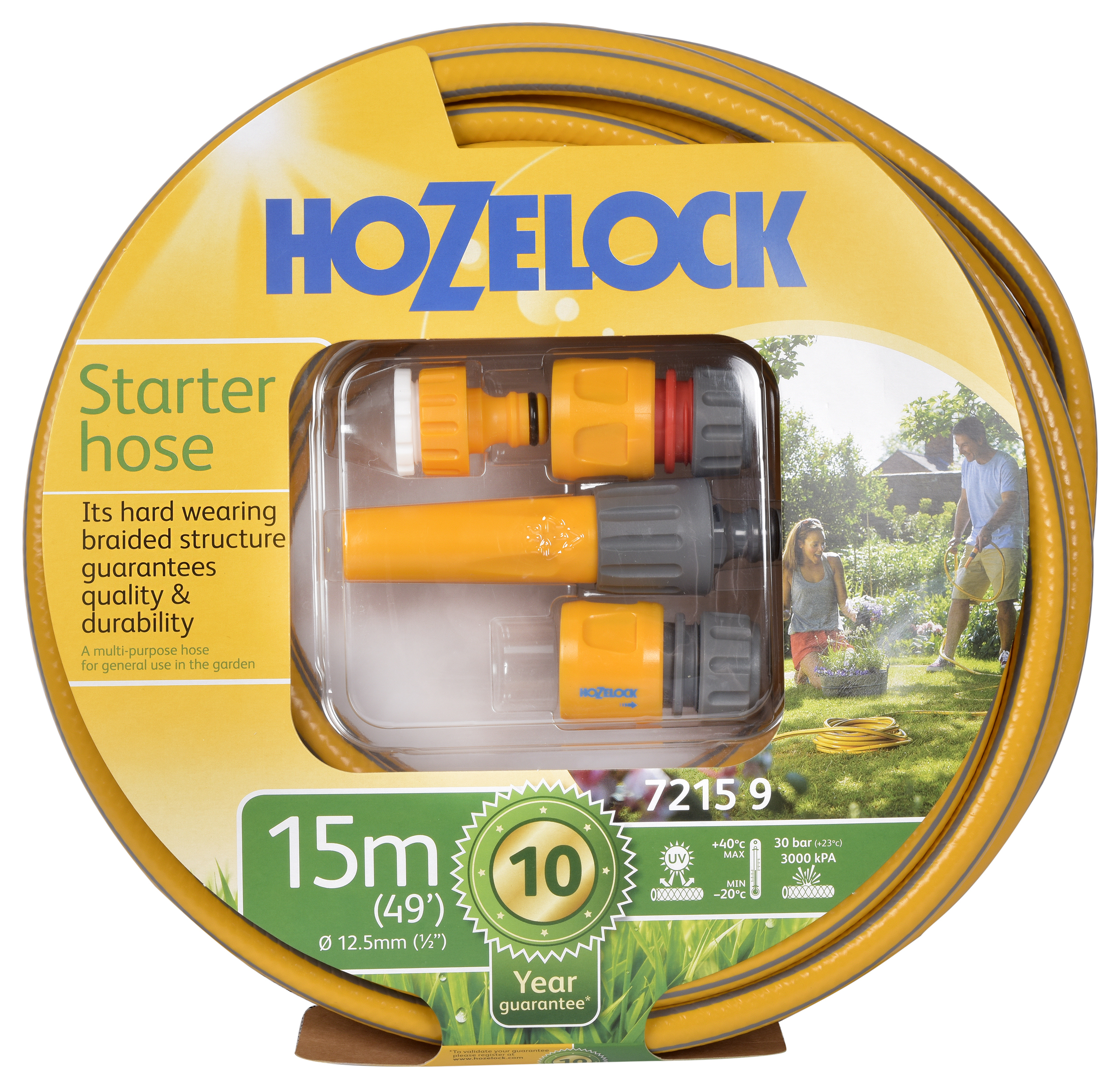 Image of Hozelock 15m Starter Hose Set with Nozzle & Fittings