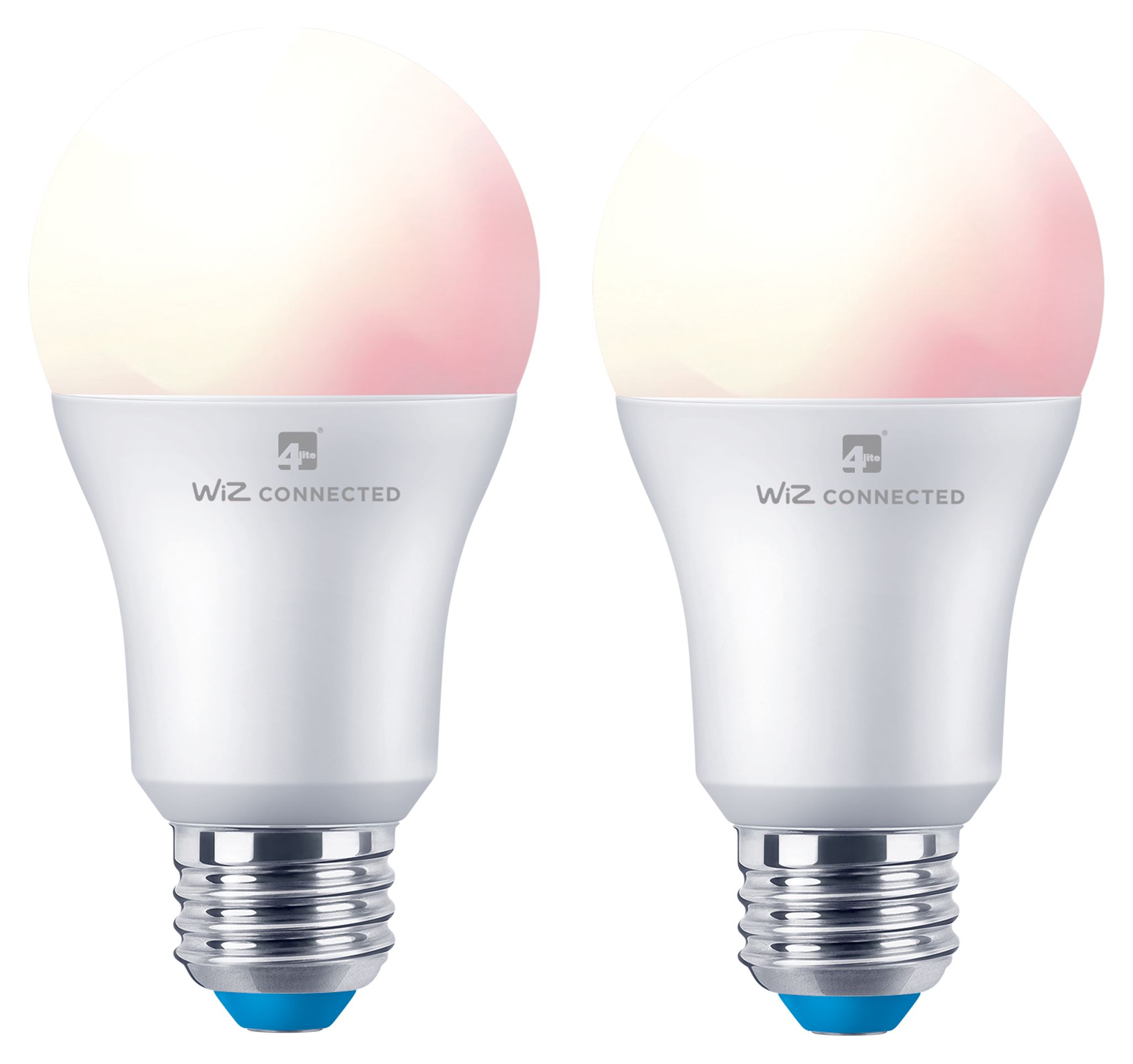 4lite WiZ Connected LED SMART E27 Light Bulbs - White & Colour - Pack of 2