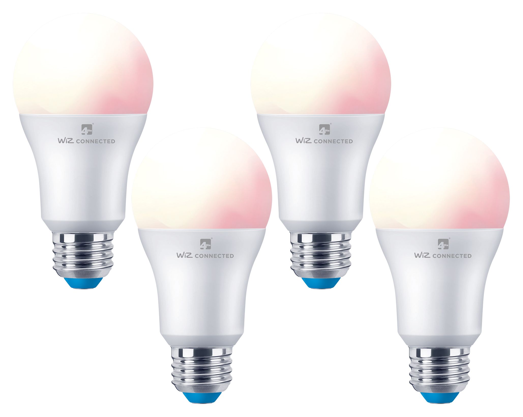 Image of 4lite WiZ Connected LED SMART E27 Light Bulbs - White & Colour - Pack of 4