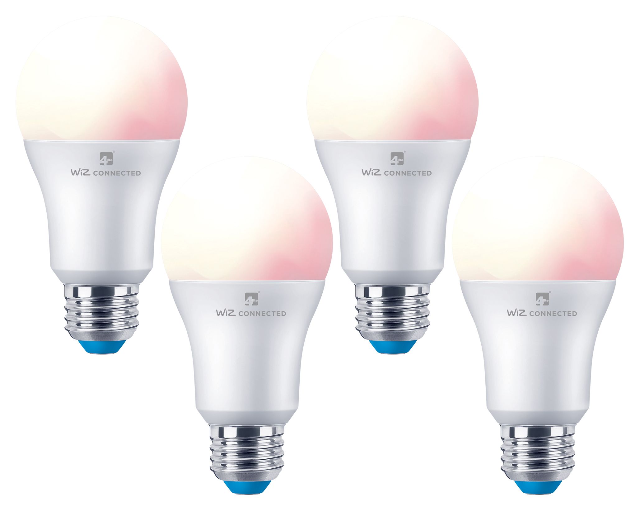 4lite WiZ Connected LED SMART E27 Light Bulbs - White & Colour - Pack of 4