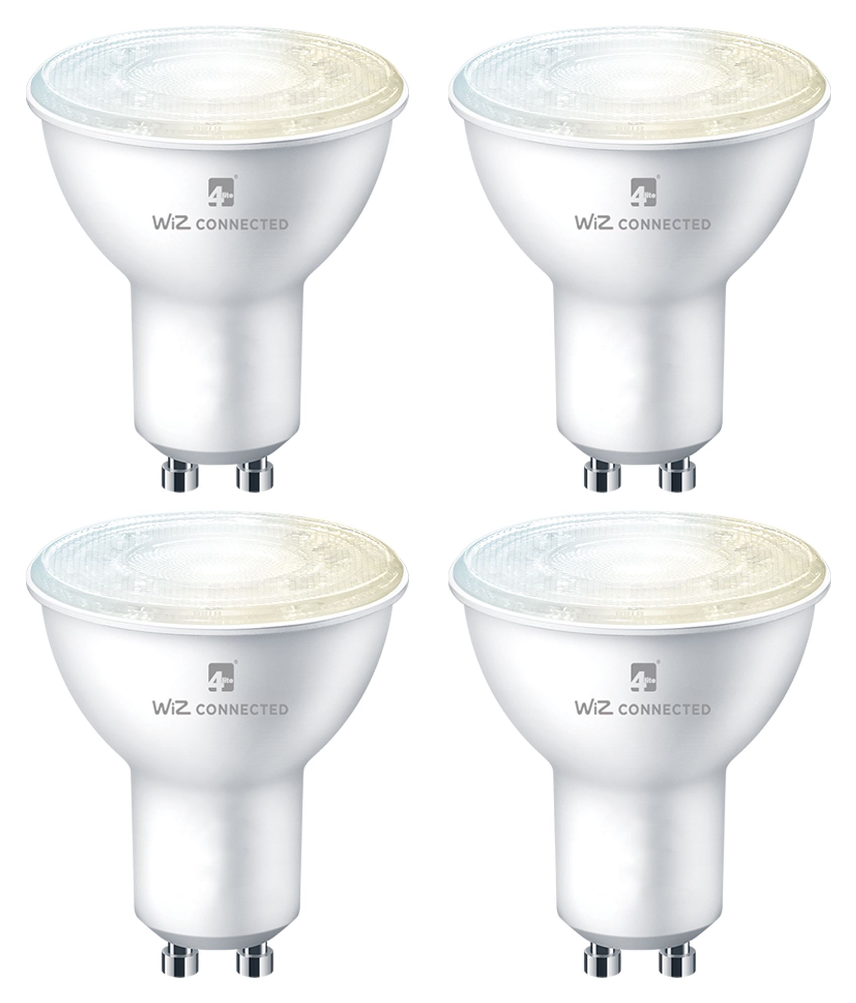 Image of 4lite WiZ Connected LED SMART GU10 Light Bulbs - Tuneable White - Pack of 4