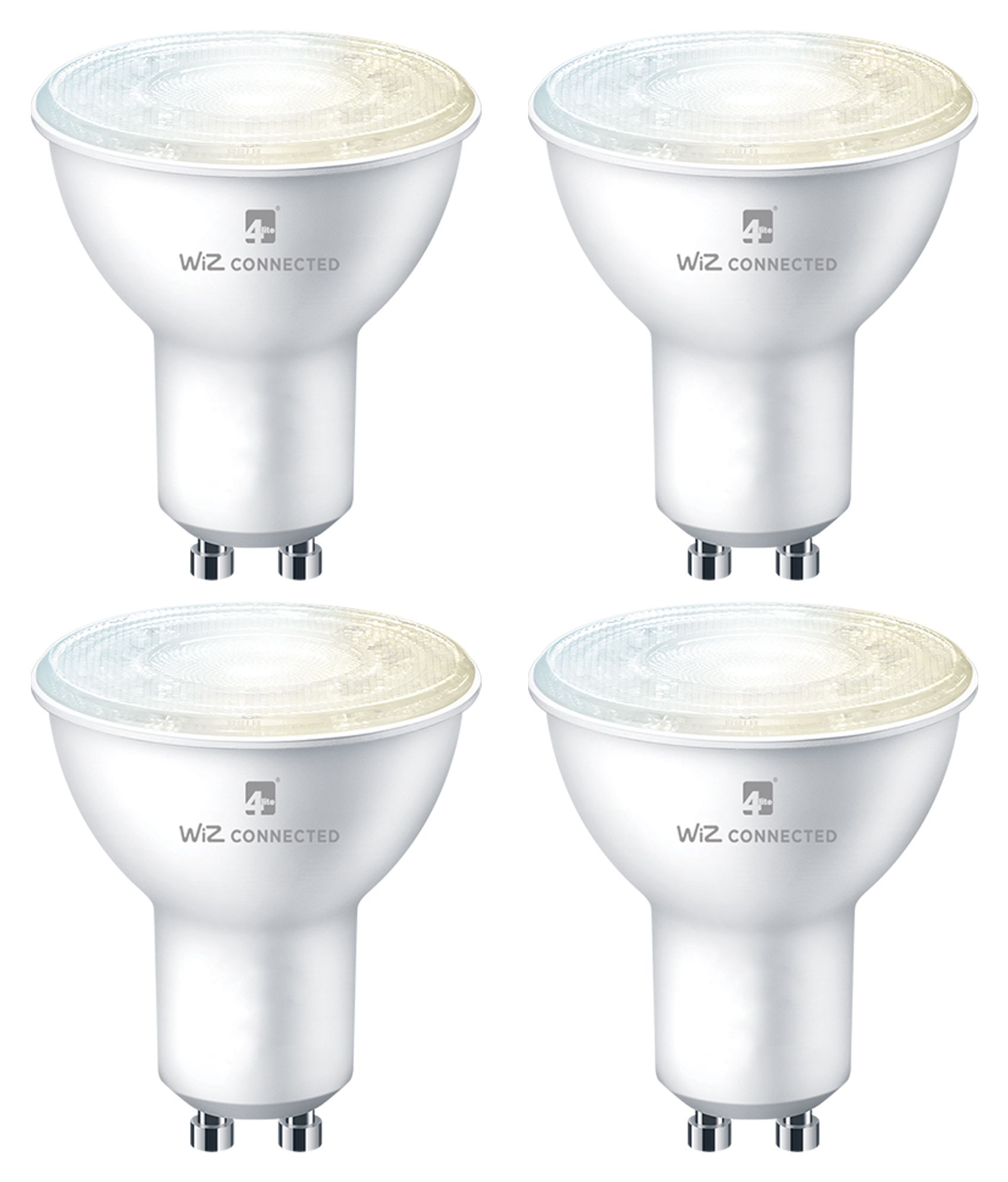 4lite WiZ Connected LED SMART GU10 Light Bulbs - Tuneable White - Pack of 4