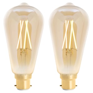 Image of 4lite WiZ Connected LED SMART B22 Filament Light Bulbs - Amber - Pack of 2