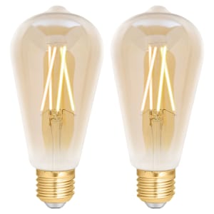 4lite WiZ Connected LED SMART E27 Filament Light Bulbs - Amber - Pack of 2