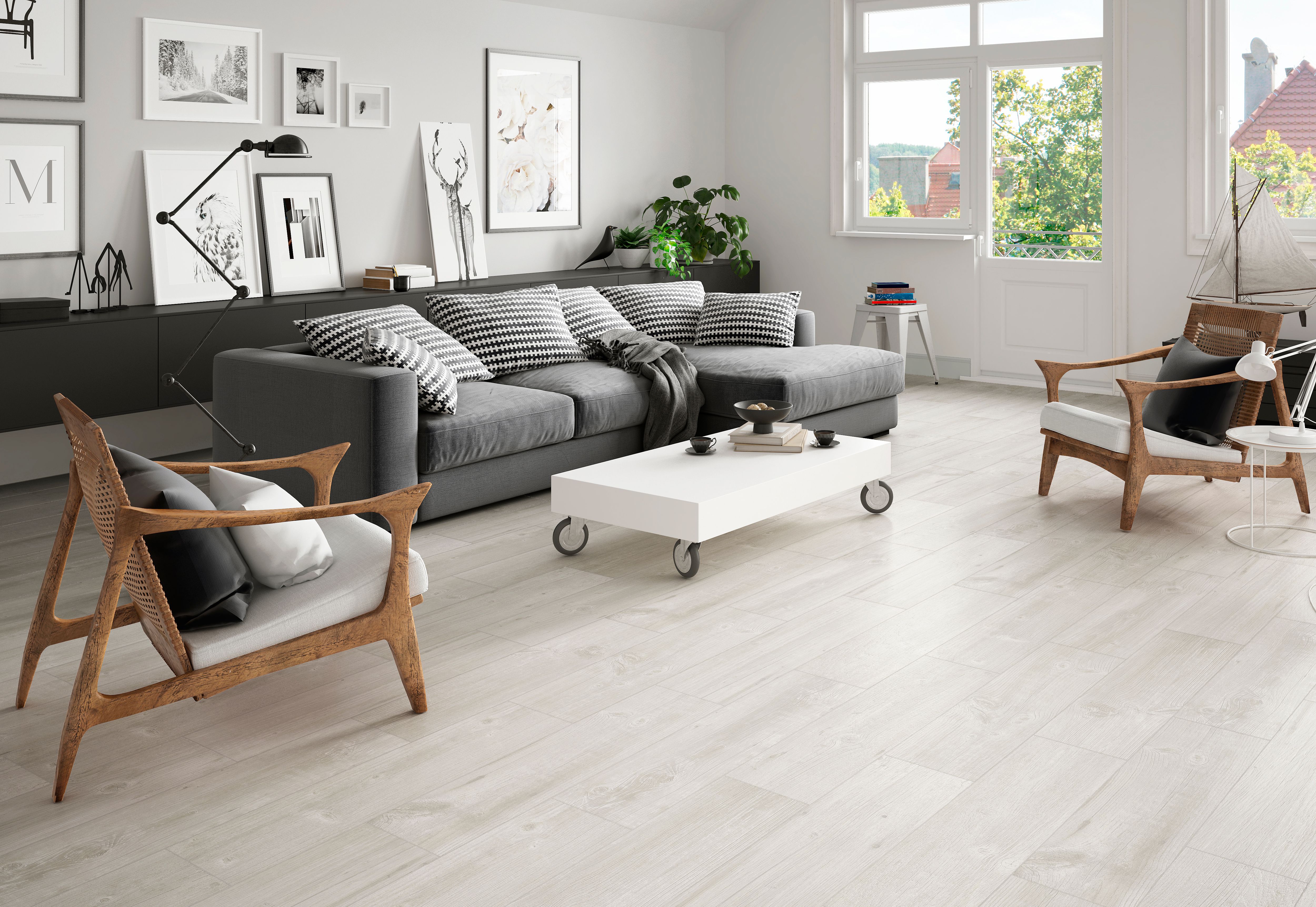 Image of Wickes Maine Light Grey Wood Effect Porcelain Wall & Floor Tile - 225 x 900mm