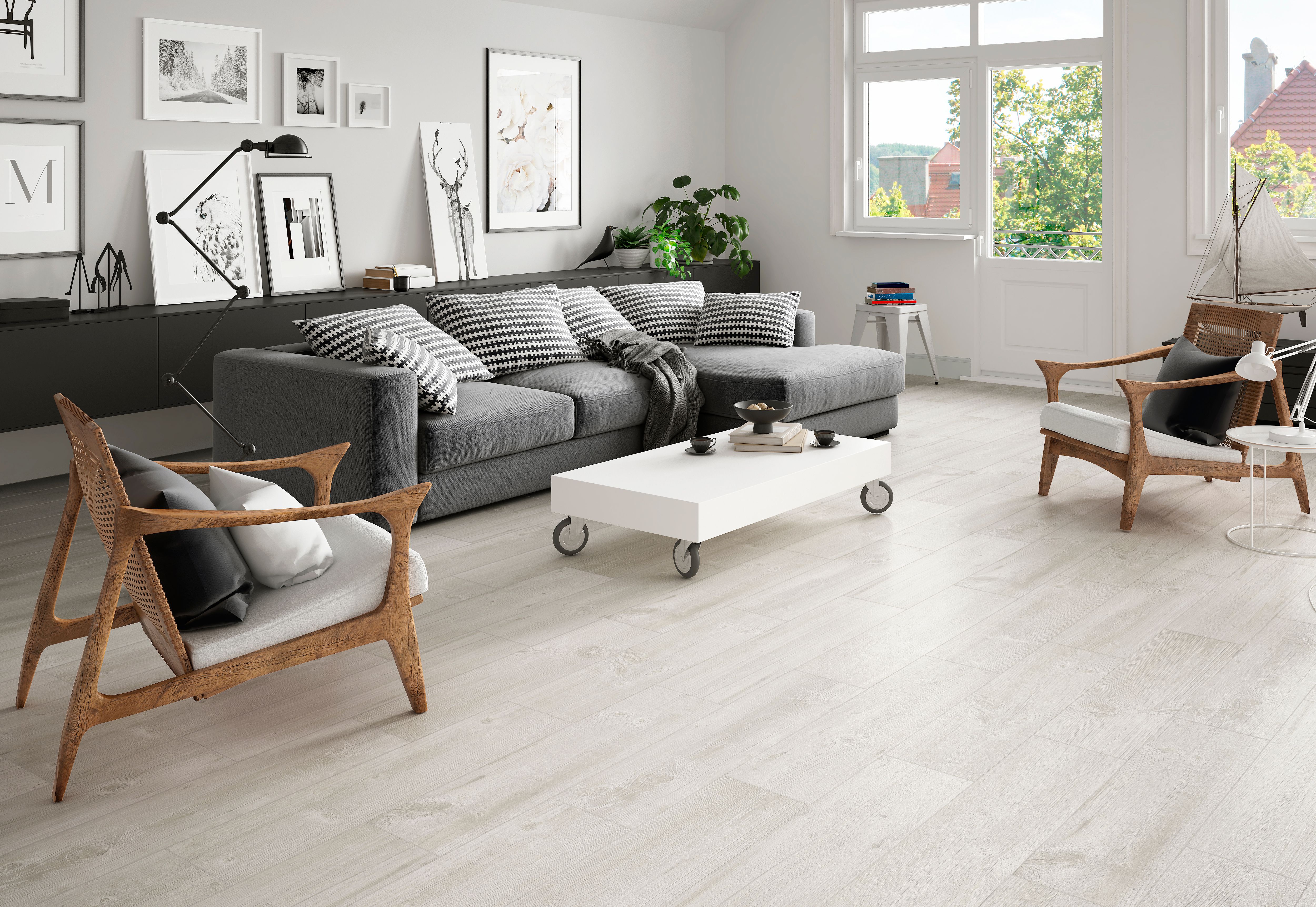 Wickes Maine Light Grey Wood Effect Porcelain Wall & Floor Tile - 225 x 900mm