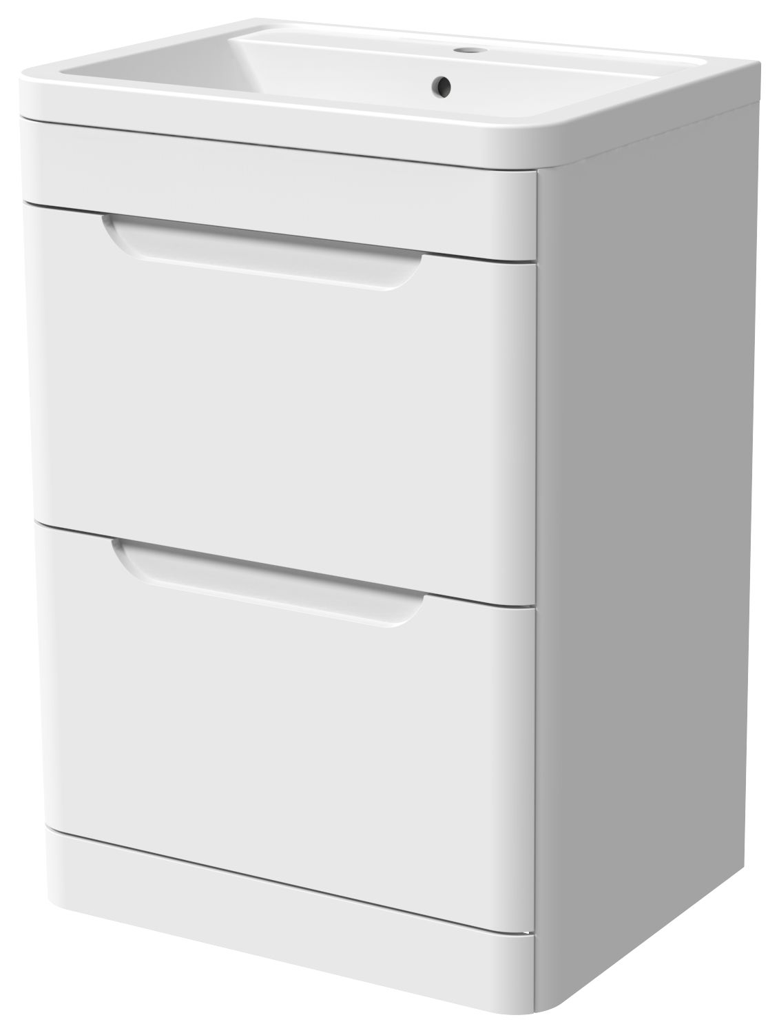 Image of Wickes Malmo Gloss White J Pull Freestanding Vanity Unit & Basin - 967 x 600mm