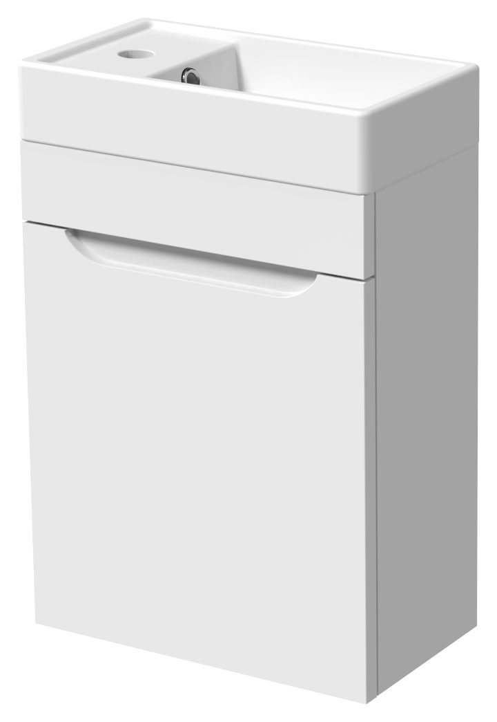 Image of Wickes Malmo Gloss White J Pull Wall Hung Vanity Unit - 580 x 400mm