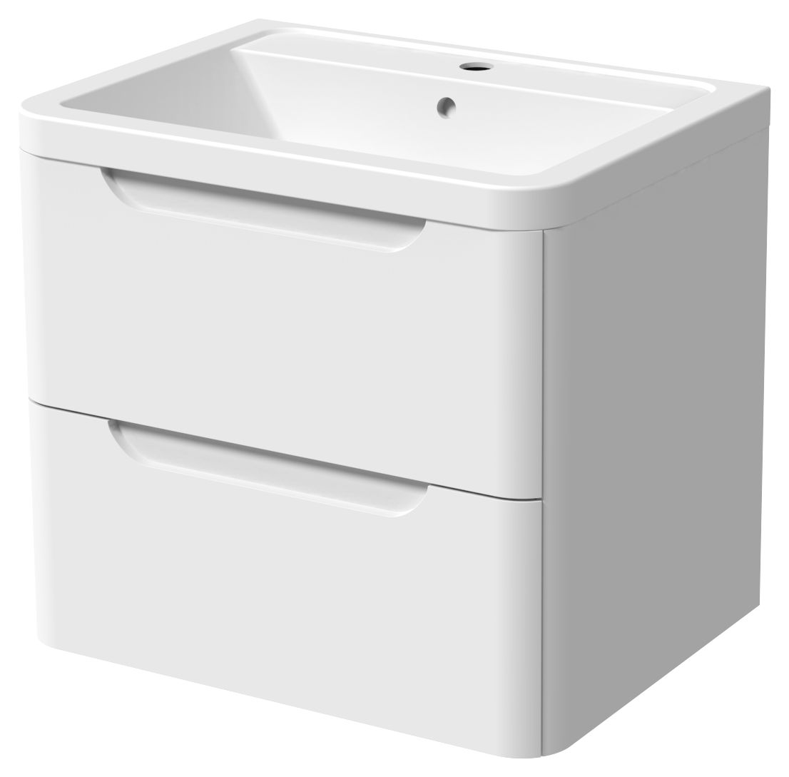 Wickes Malmo Gloss White Wall Hung J Pull Vanity Unit