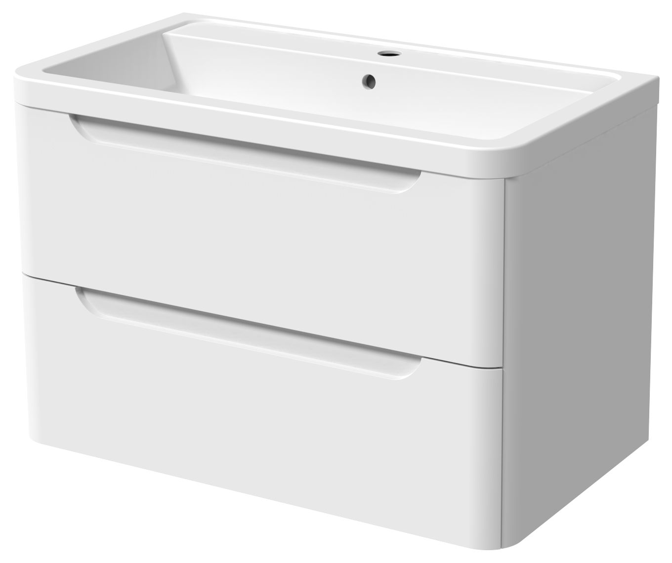 Image of Wickes Malmo Gloss White J Pull Wall Hung Vanity Unit - 657 x 800mm